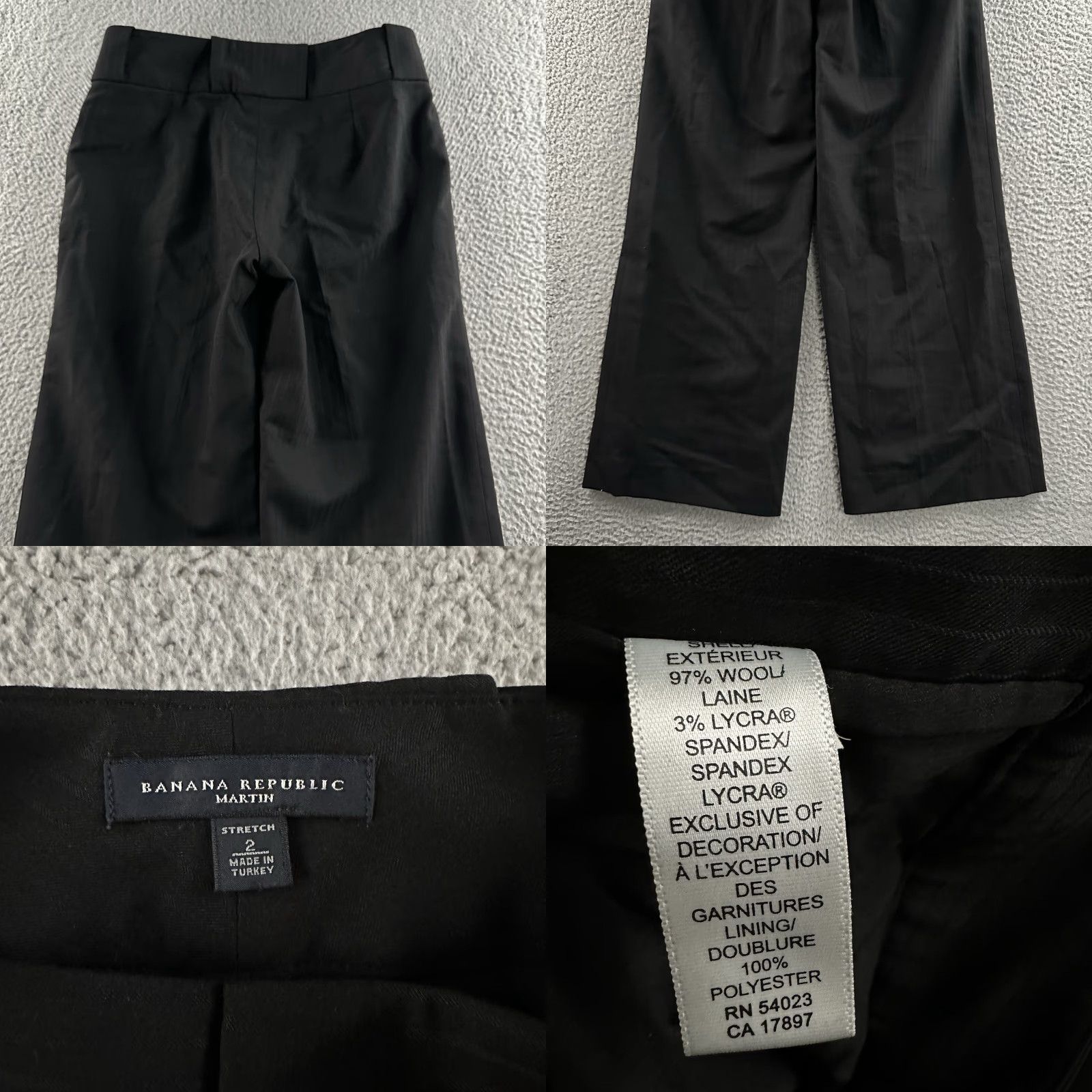 Banana Republic Pants Black Size 2 Martin Fit Career Stretch Wool Blend  Dress Pants Womens