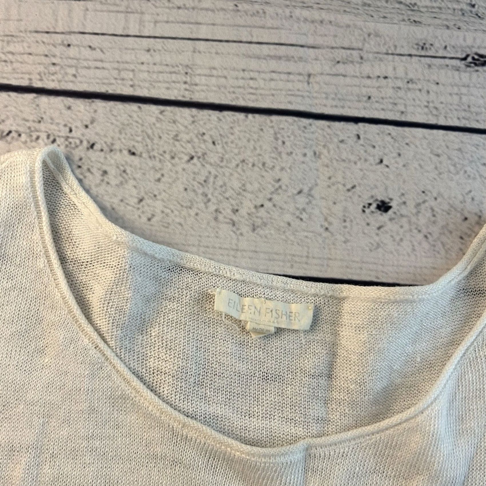 Eileen Fisher Eileen Fisher Short Sleeve Blouse Women's Large Ivory Linen 100% Shirt Size L / US 10 / IT 46 - 2 Thumbnail