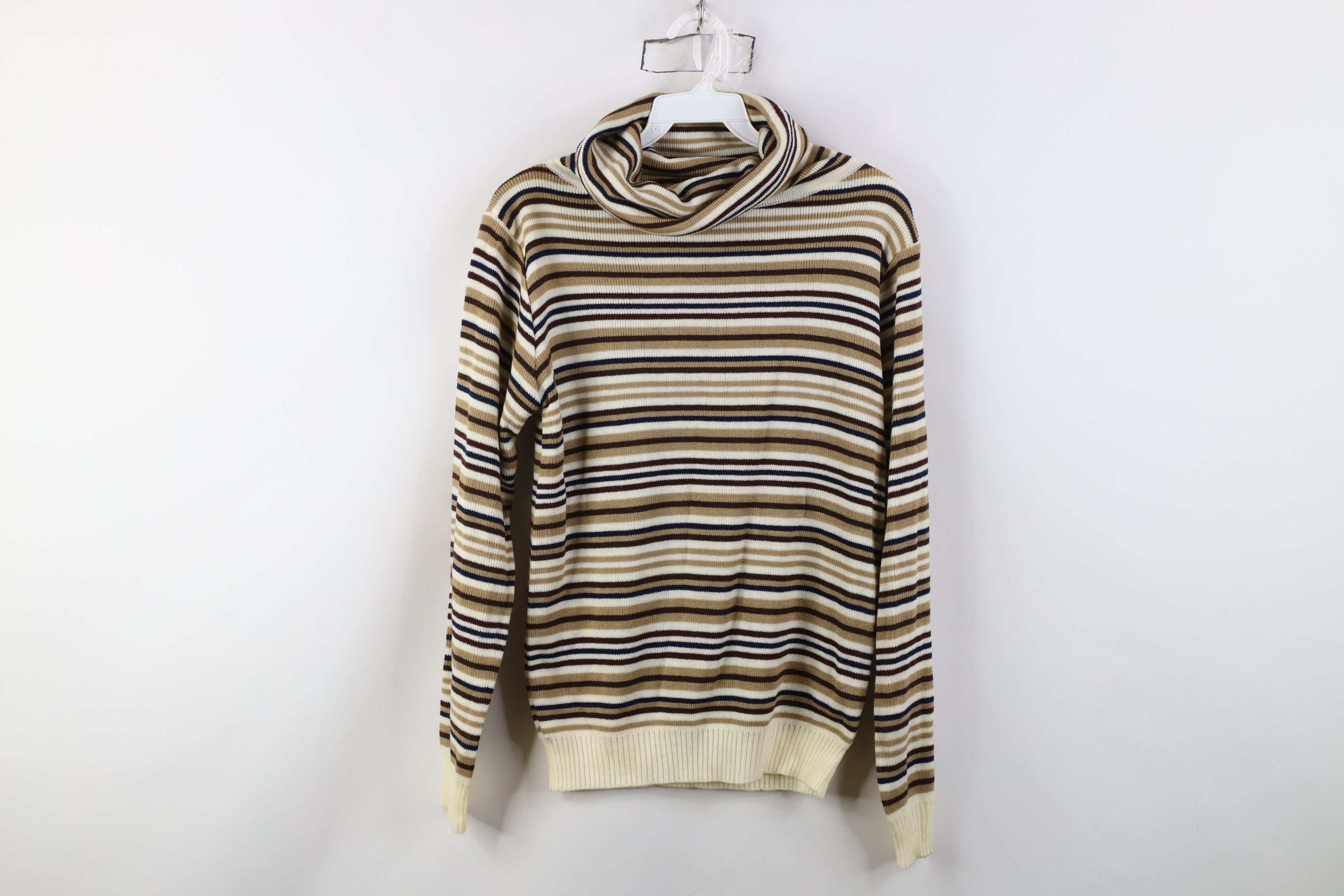 Vintage Vintage 70s Streetwear Earth Tone Knit Turtleneck Sweater Size L / US 10 / IT 46 - 1 Thumbnail