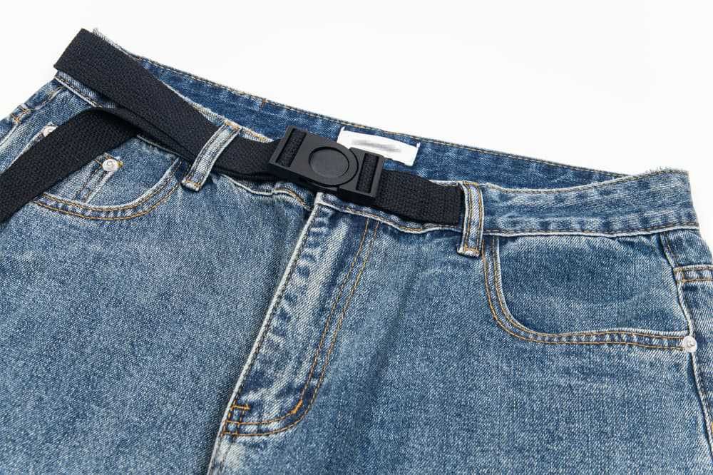 Japanese Brand × Jean Men's punk street loose wide-leg straight belt washed jeans Size US 32 / EU 48 - 3 Thumbnail