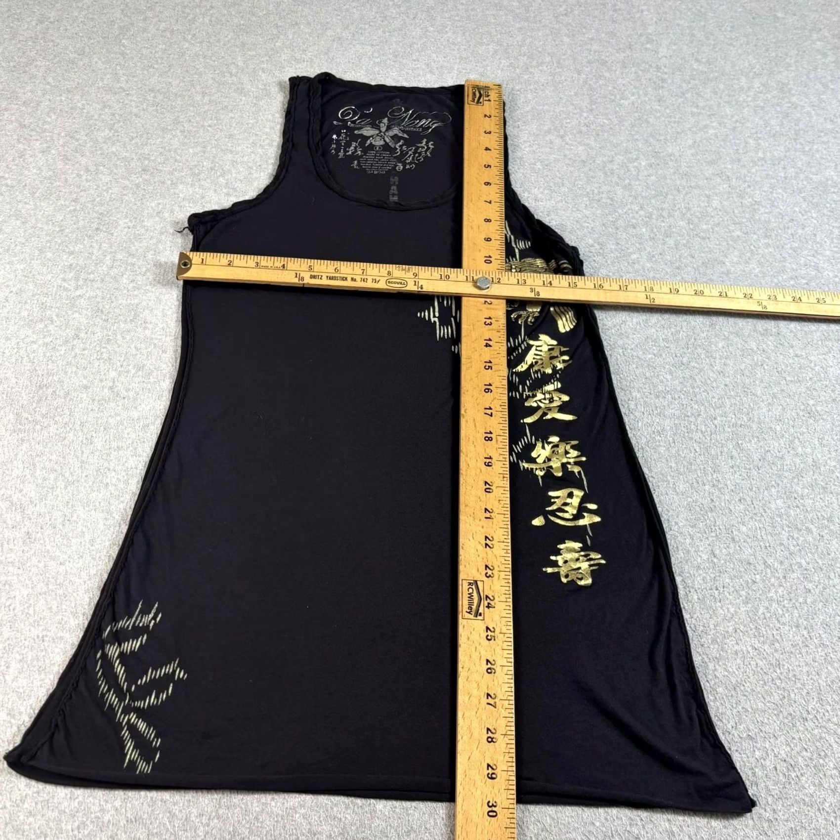 Vintage Da-Nang Dress Women Large Black Jersey Gold Graphic Eagle Asian Script Y2K Tank Size L / US 10 / IT 46 - 7 Thumbnail