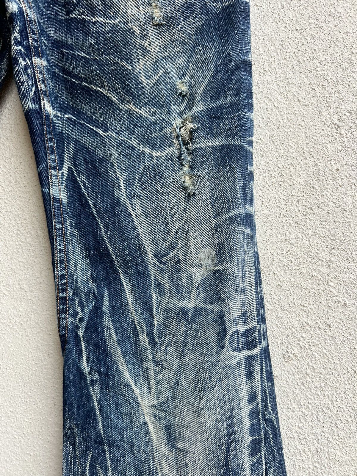 Vintage Nylus Japan Rips Discharge Denim Bootcut Jeans Flare Size US 30 / EU 46 - 12 Thumbnail