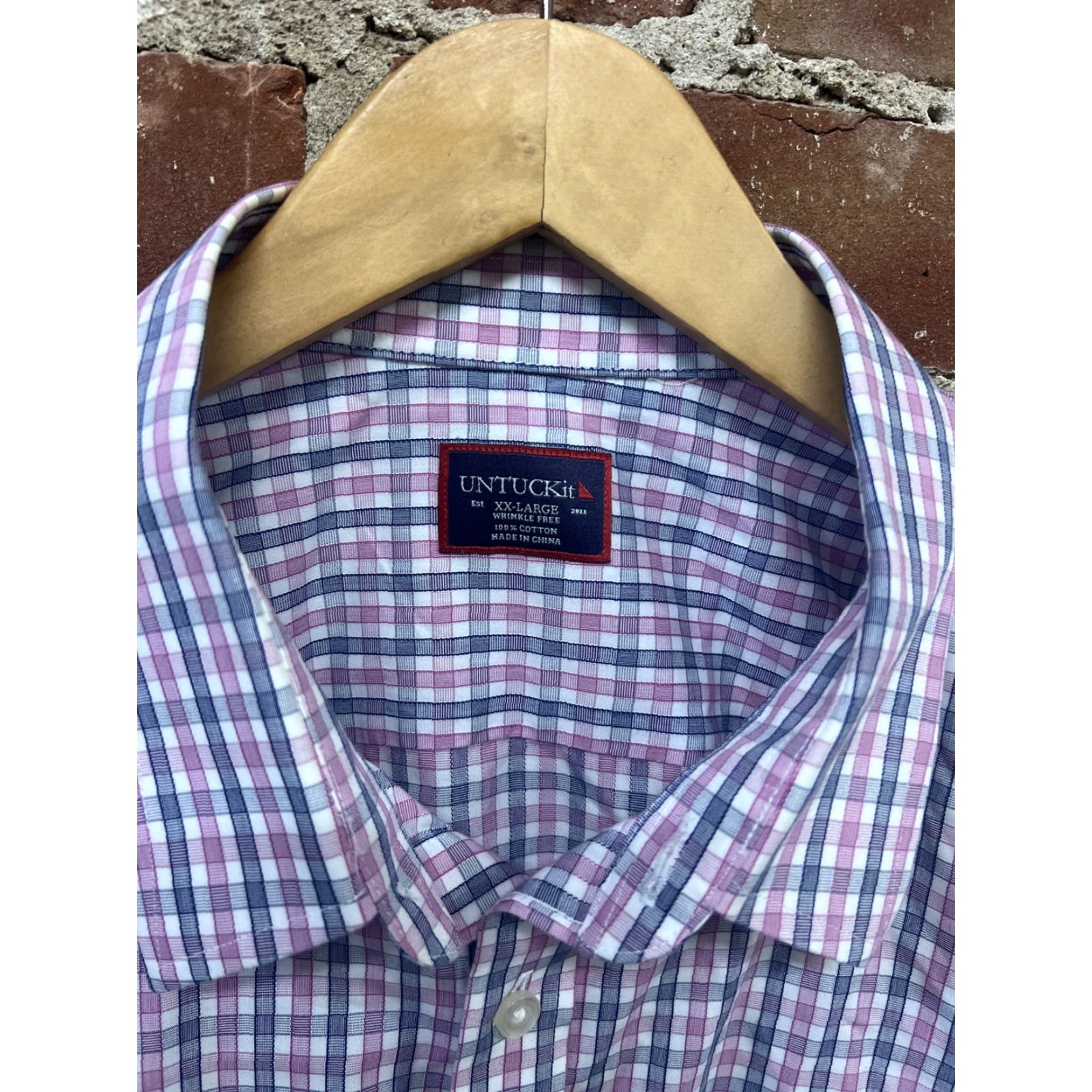 UNTUCKit UNTUCKit Button-Front Shirt L/S XXL Pink Check Cotton Wrinkle Free Shirt Mens Regular Collared Button-Up Colorful Multicolor Seasonal All Seasons Size US XXL / EU 58 / 5 - 2 Thumbnail