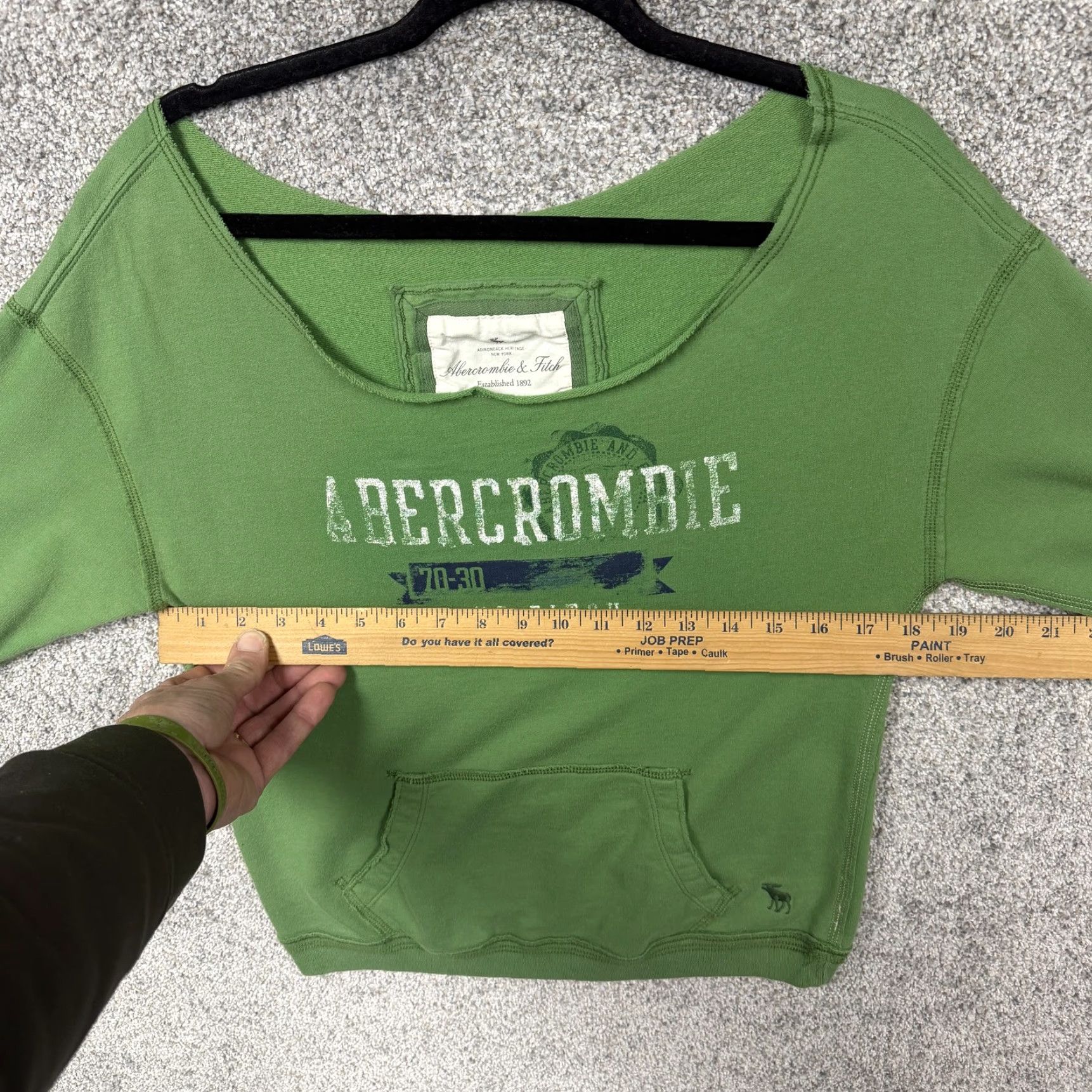 Abercrombie & Fitch Abercrombie & Fitch Sweatshirt Womens S Green Boat Neck Grunge Adirondack Heritage Cropped Pullover Casual Sweatshirt Size S / US 4 / IT 40 - 4 Thumbnail