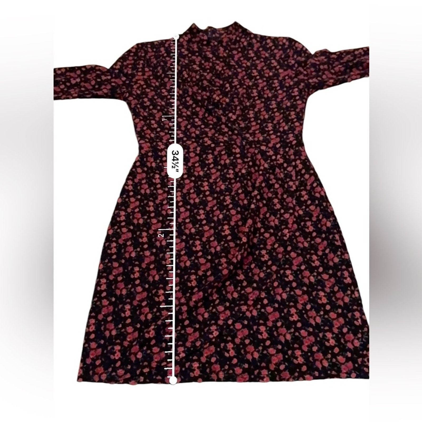 Black Halo RTR Black Halo Briar Long Sleeve Rose Floral Mini Dress Sz 6 Size M / US 6-8 / IT 42-44 - 16 Thumbnail