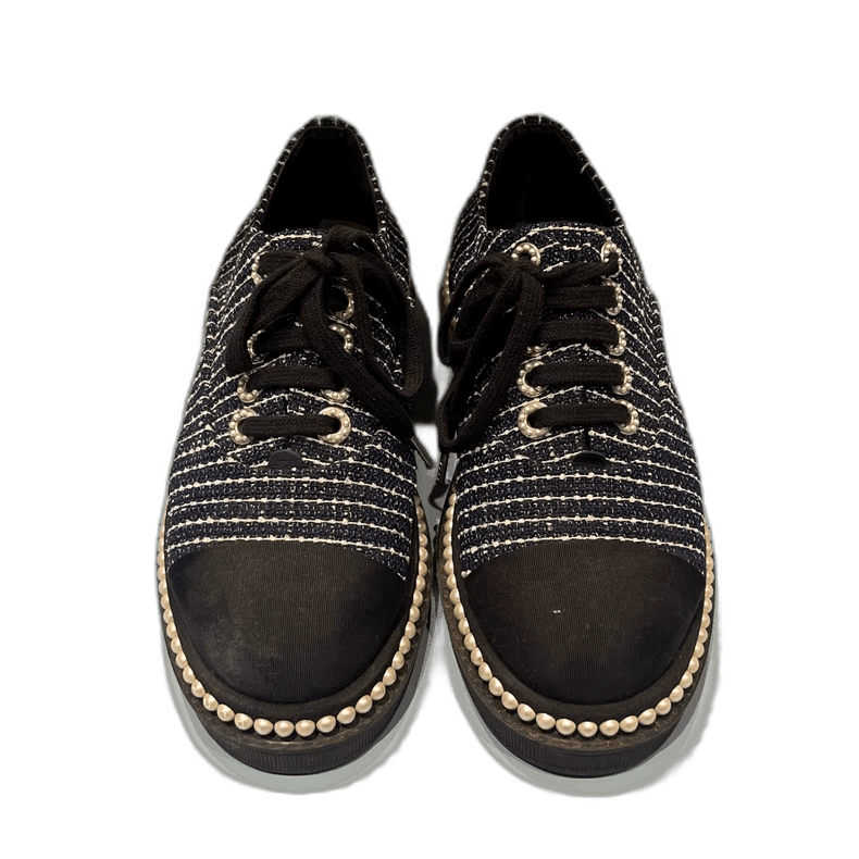 Chanel Chanel Black Fashion Sneakers with Ribbon Laces -2505 Size US 5.5 / EU 38 - 1 Thumbnail