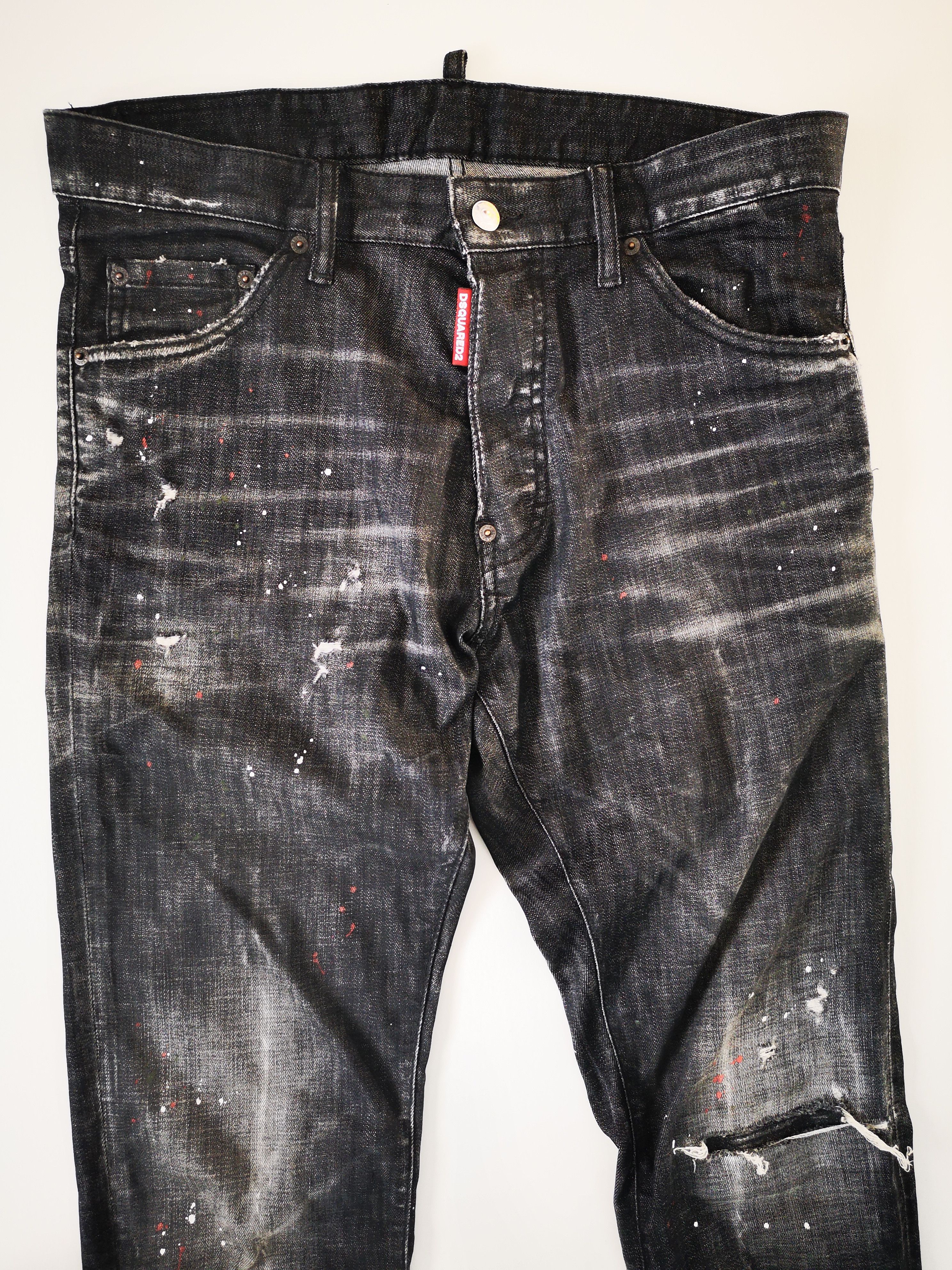 Dsquared2 DSQUARED2 24' BLACK USED DENIM PAINTED COOL GUY JEANS GR. 48 Size US 32 / EU 48 - 16 Thumbnail