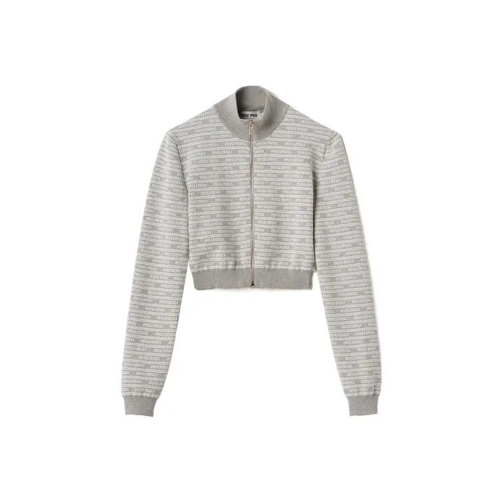 ジャケット・アウター Archive miu miu short jacket gray Miu Miu SS24 Gray Cropped Zip Jacket 0079