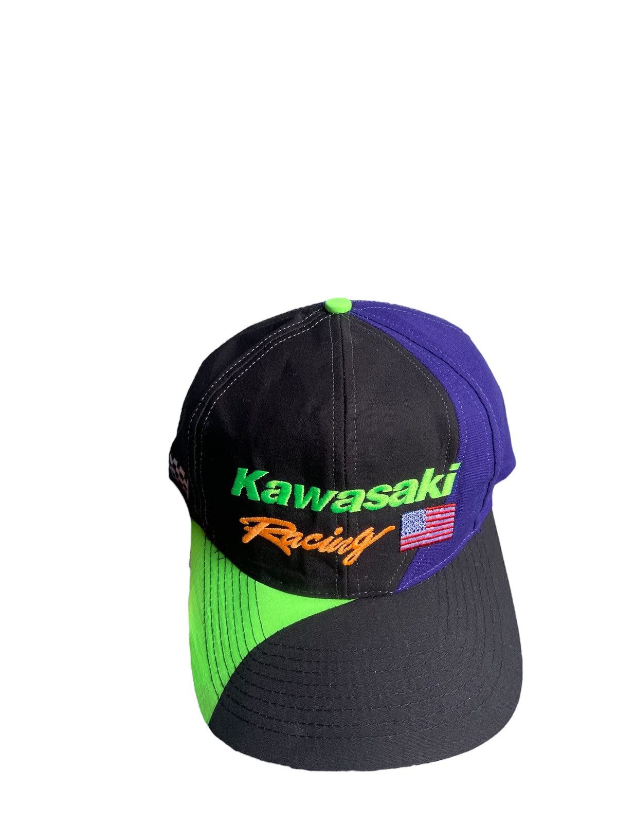 Gear for Sports × Sports Specialties Vintage 90s Kawasaki Racing USA Flag Hat Snapback Motorcycle Size ONE SIZE - 8 Thumbnail