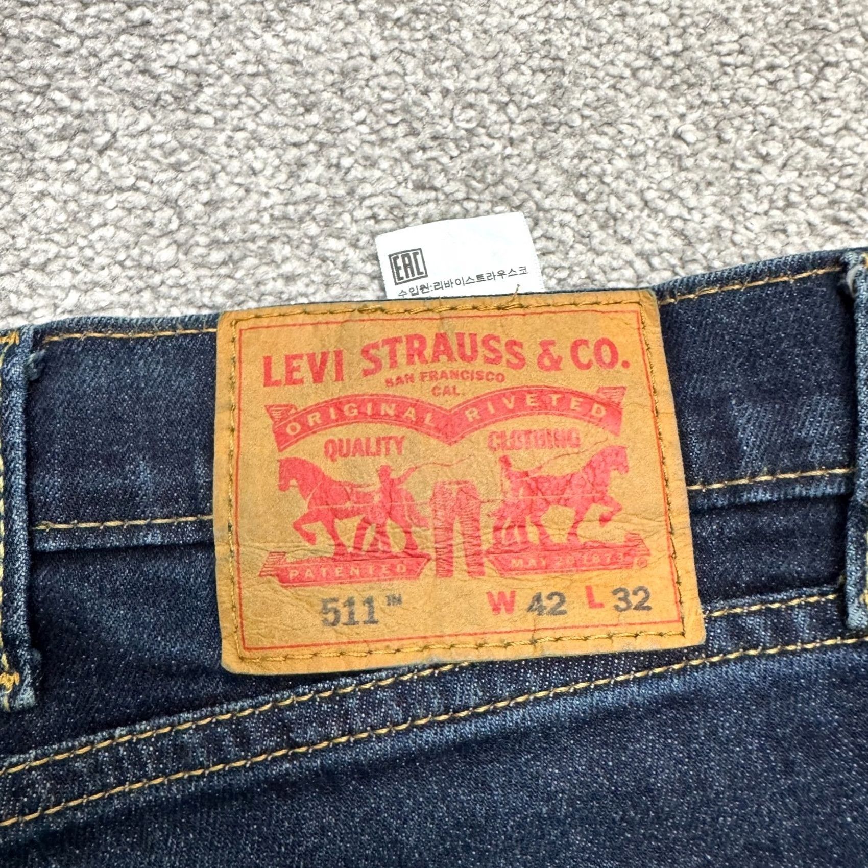 Levi's Levi's 511 Straight Leg Slim Fit Denim Jeans Mens 42x32 Blue Dark Wash Casual Size US 42 / EU 58 - 6 Thumbnail