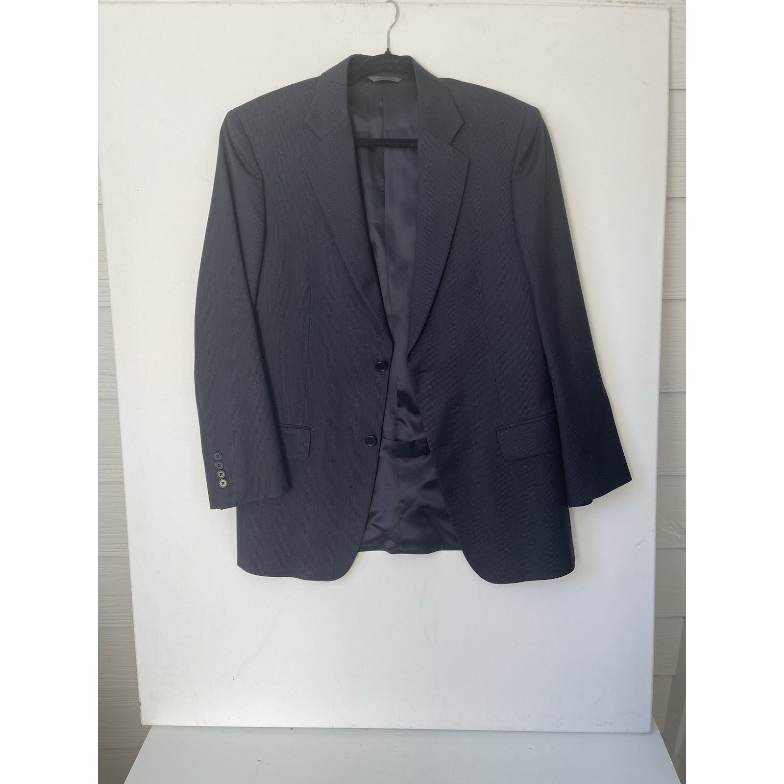 John Varvatos John Varvatos 100% Wool Pinstripe Blazer Jacket 48R Midnight Size 48R - 9 Thumbnail