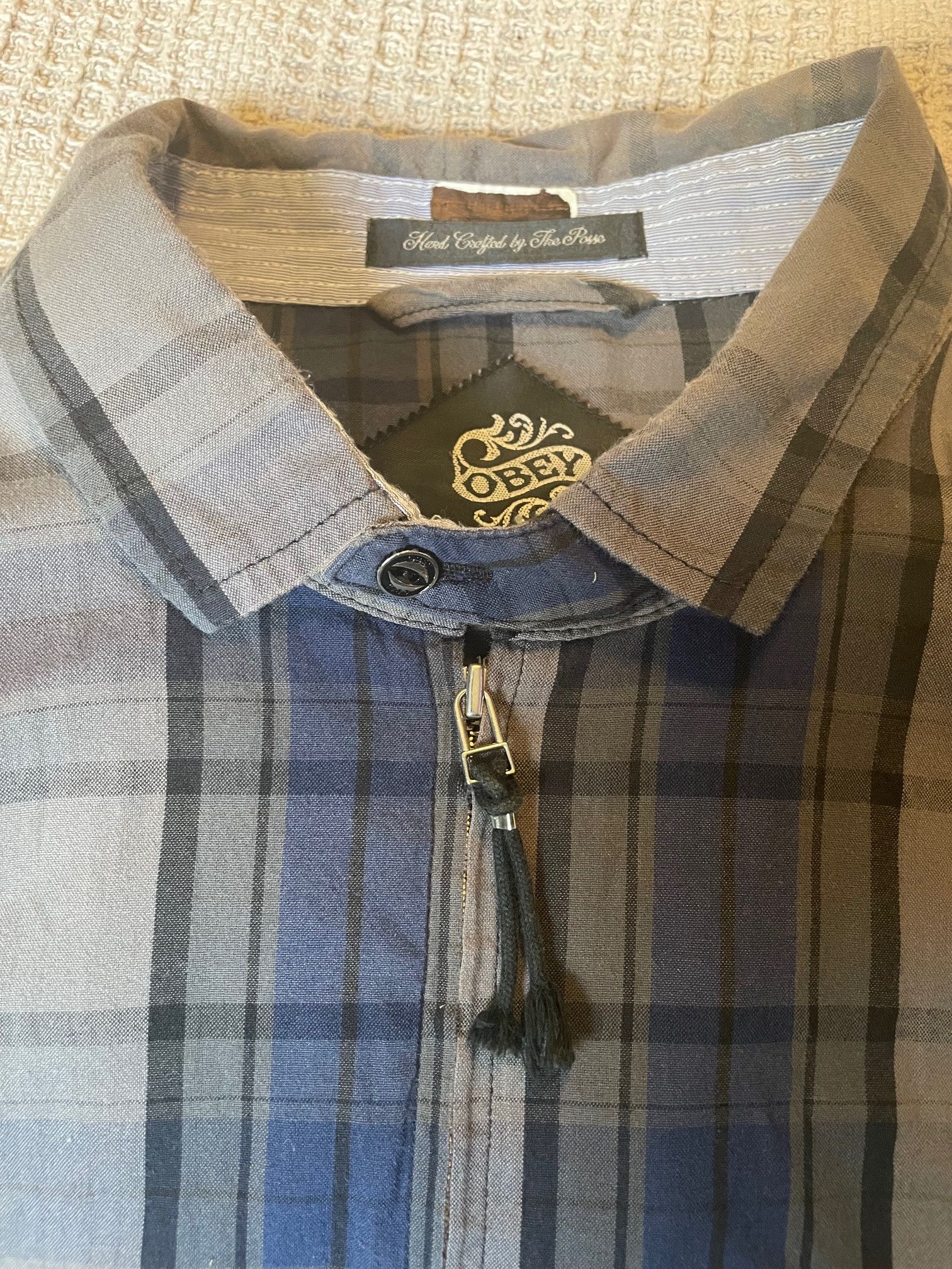 Obey Vintage Obey Mens Zippered Lightweight Jacket /Plaid Size US L / EU 52-54 / 3 - 3 Thumbnail