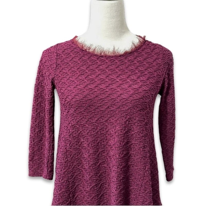 Other Anthropologie Postmark Blouse Fringe 3/4 Sleeves Burgundy XS Size XS / US 0-2 / IT 36-38 - 2 Thumbnail