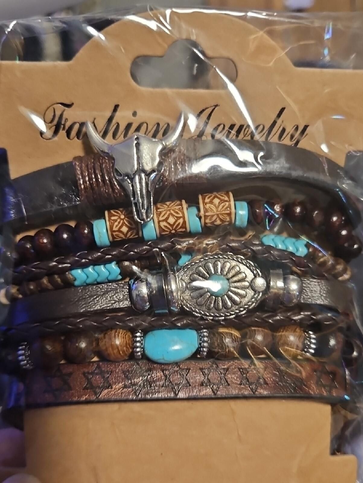 Other Boho Turquoise & Brown Layered Bracelet Set Size ONE SIZE - 1 Thumbnail