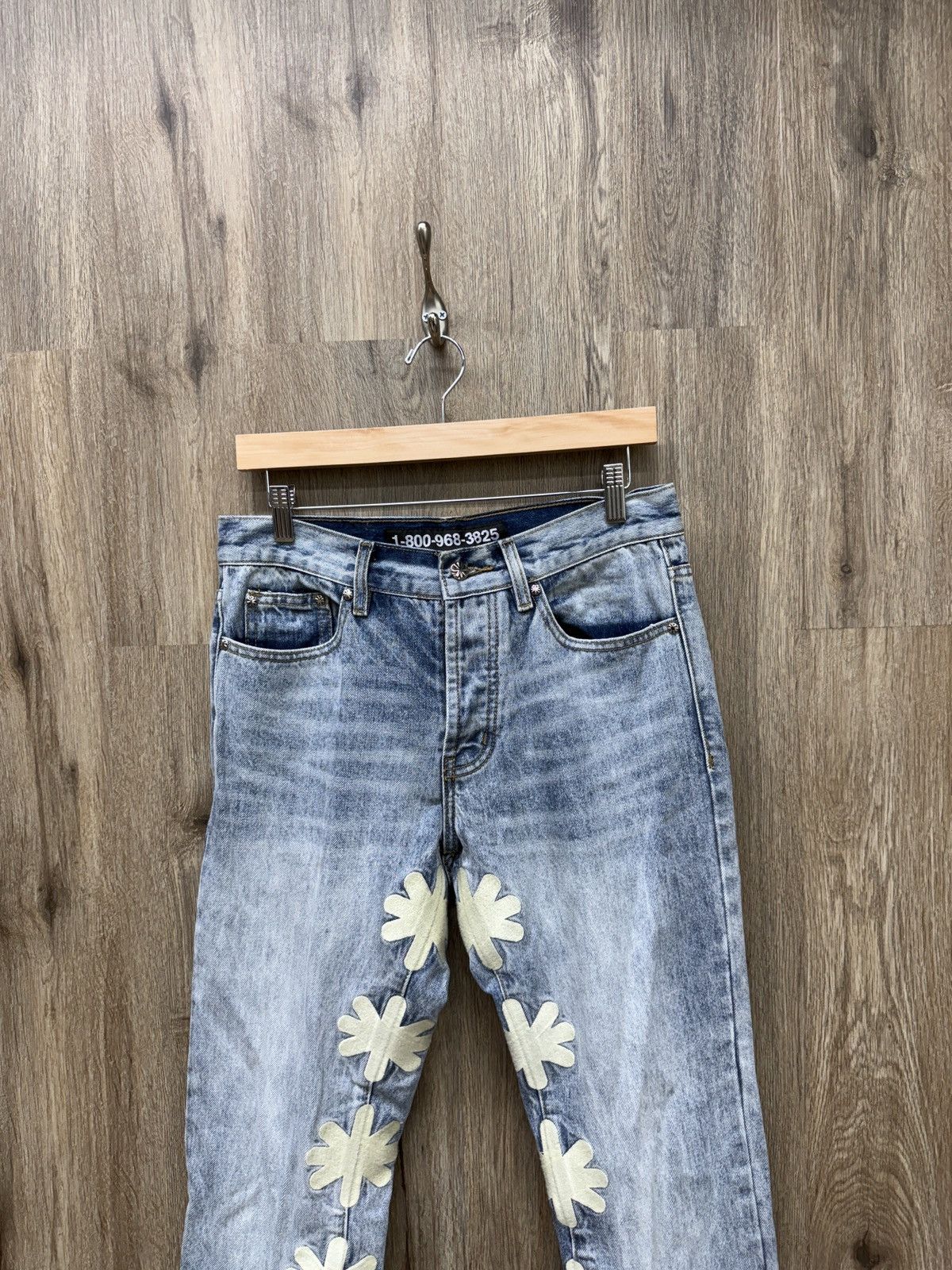 LOSTSHDWS Lost Shdws Cream Flower Denim Jeans Size US 30 / EU 46 - 2 Thumbnail