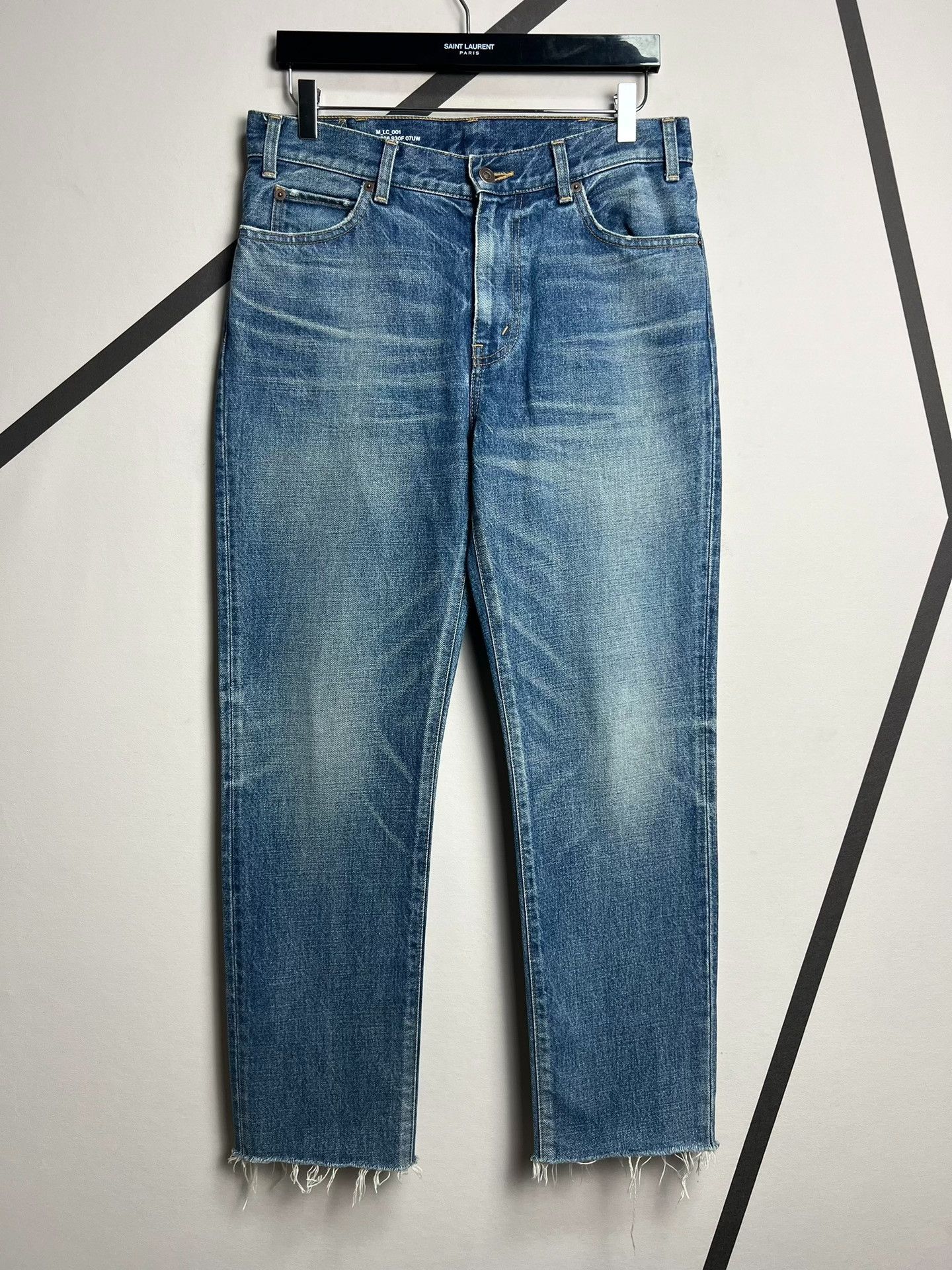 Celine Celine Runway Washed Blue Frayed Straight-Leg Jeans Size US 29 - 1 Thumbnail