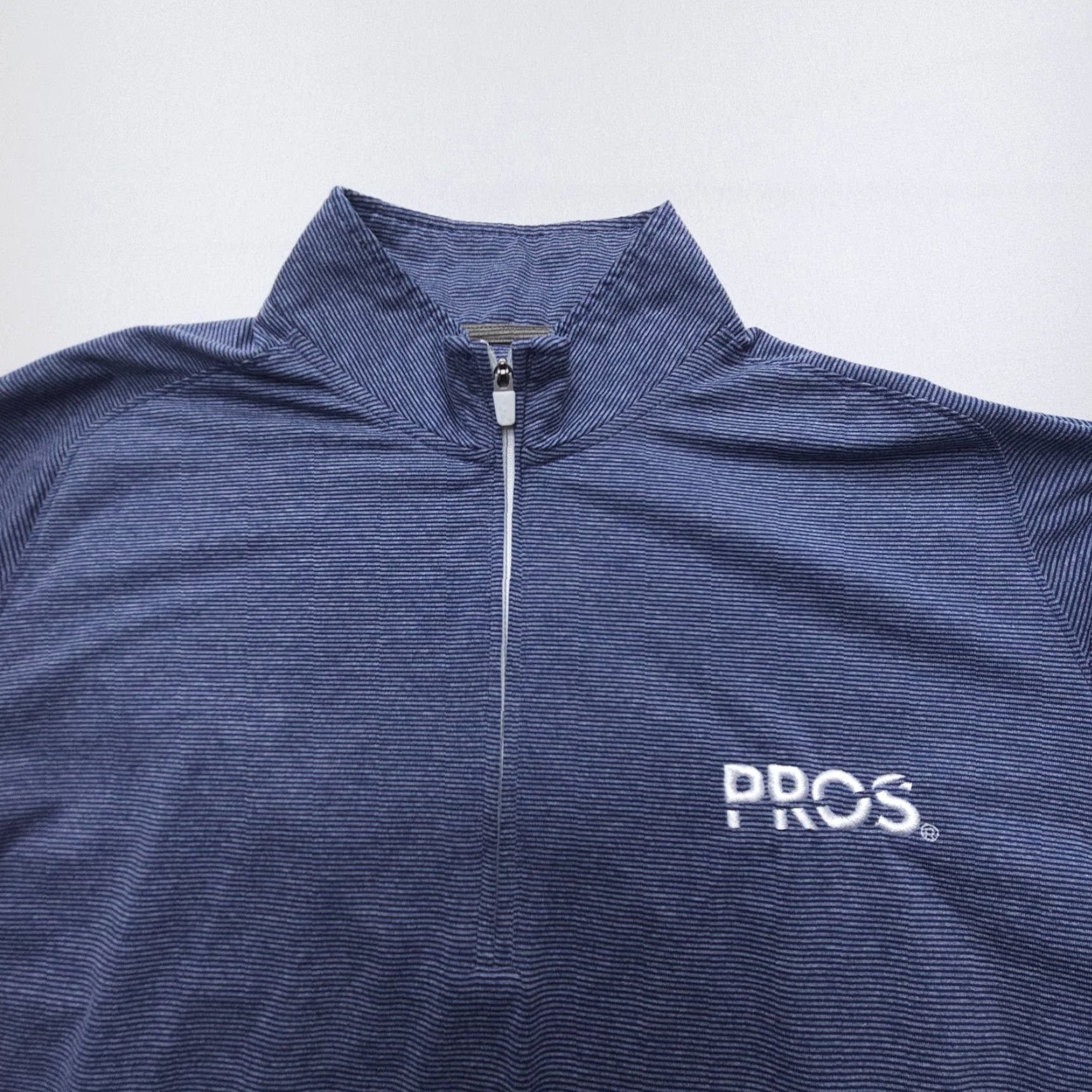 johnnie-O johnnie-O 1/4 Zip Long Sleeve Pullover Mens Large Golf Active Blue Striped Stretch Performance Regular Size US L / EU 52-54 / 3 - 4 Thumbnail