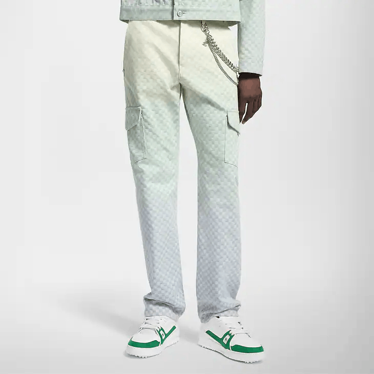 Louis Vuitton Damier Gradient Jacquard Denim Cargo Trousers Size US 32 / EU 48 - 2 Thumbnail