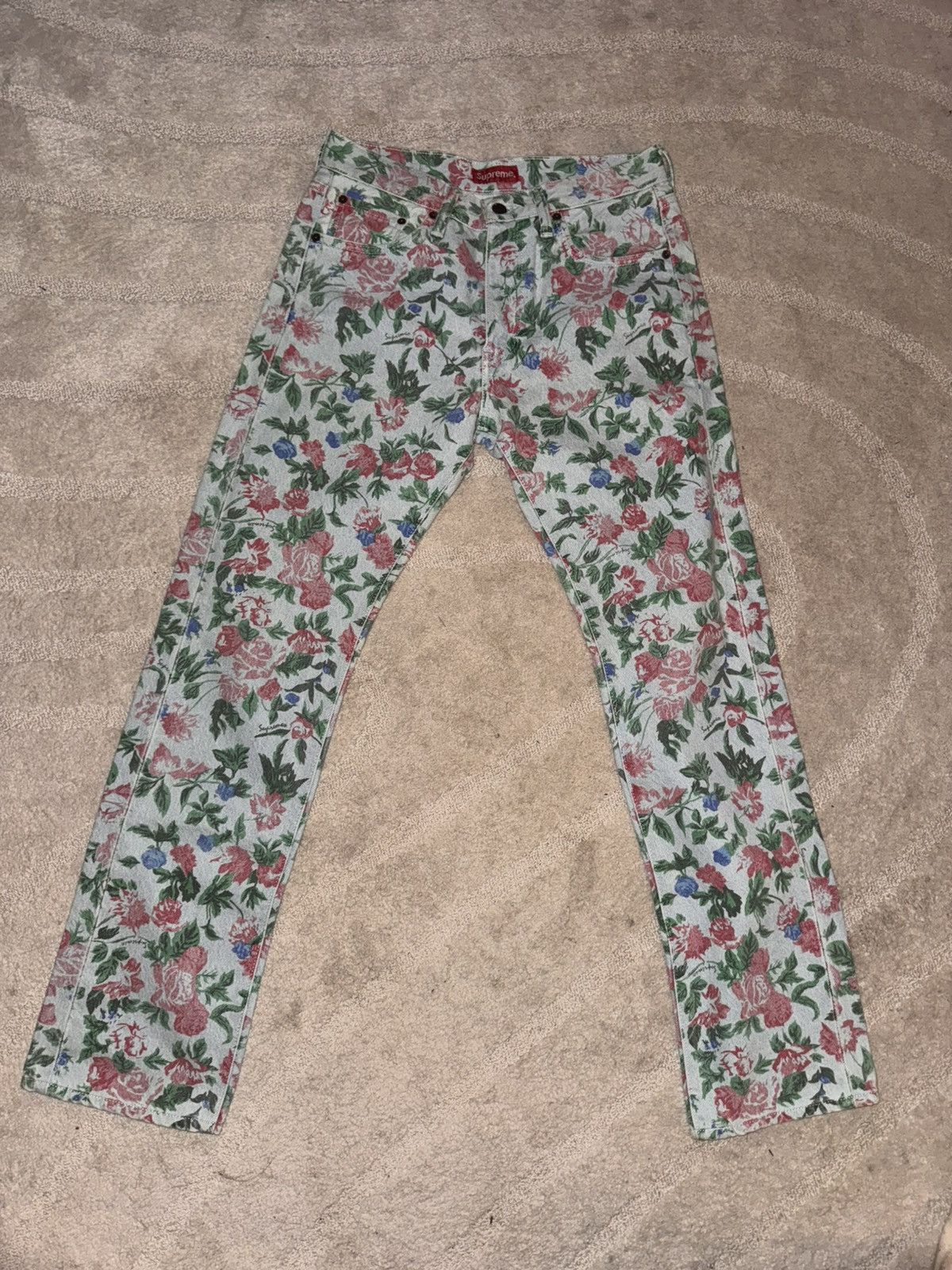 Supreme levis roses 505 jeans light blue