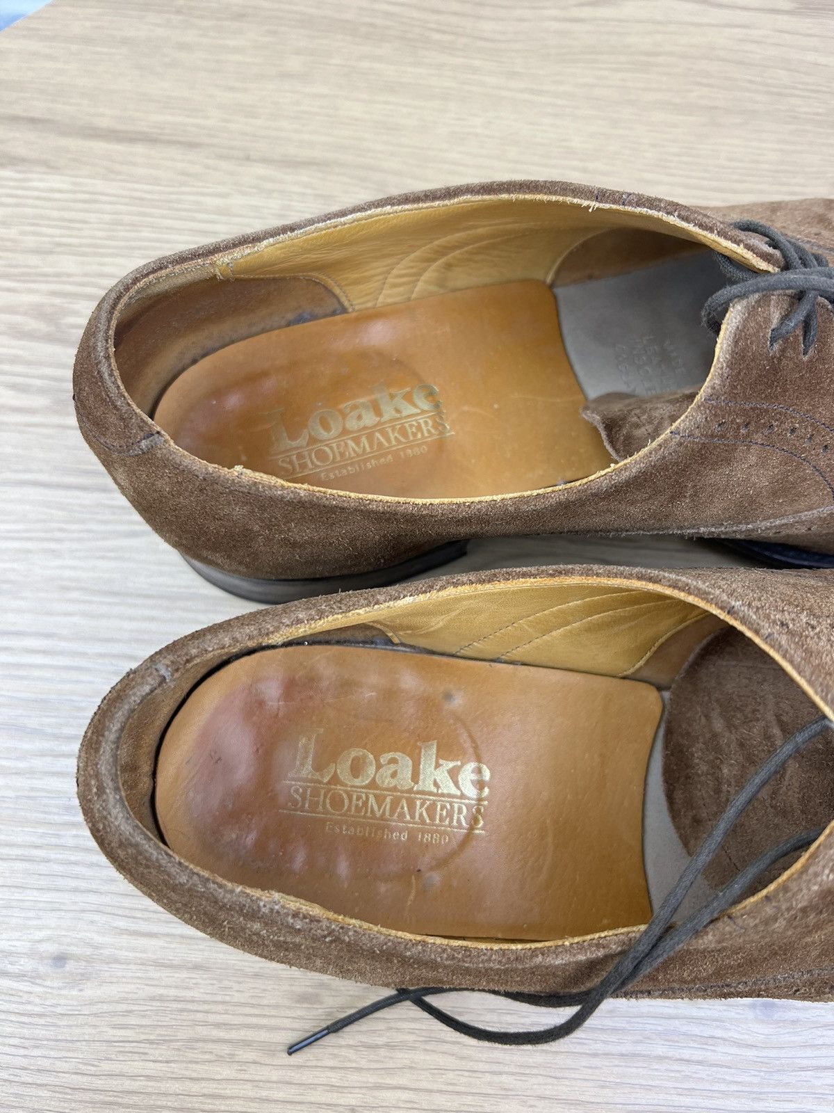 Loake LOAKE Derby Suede Shoes Lace Up Handmade in England Brown Size US 12 / EU 45 - 12 Thumbnail