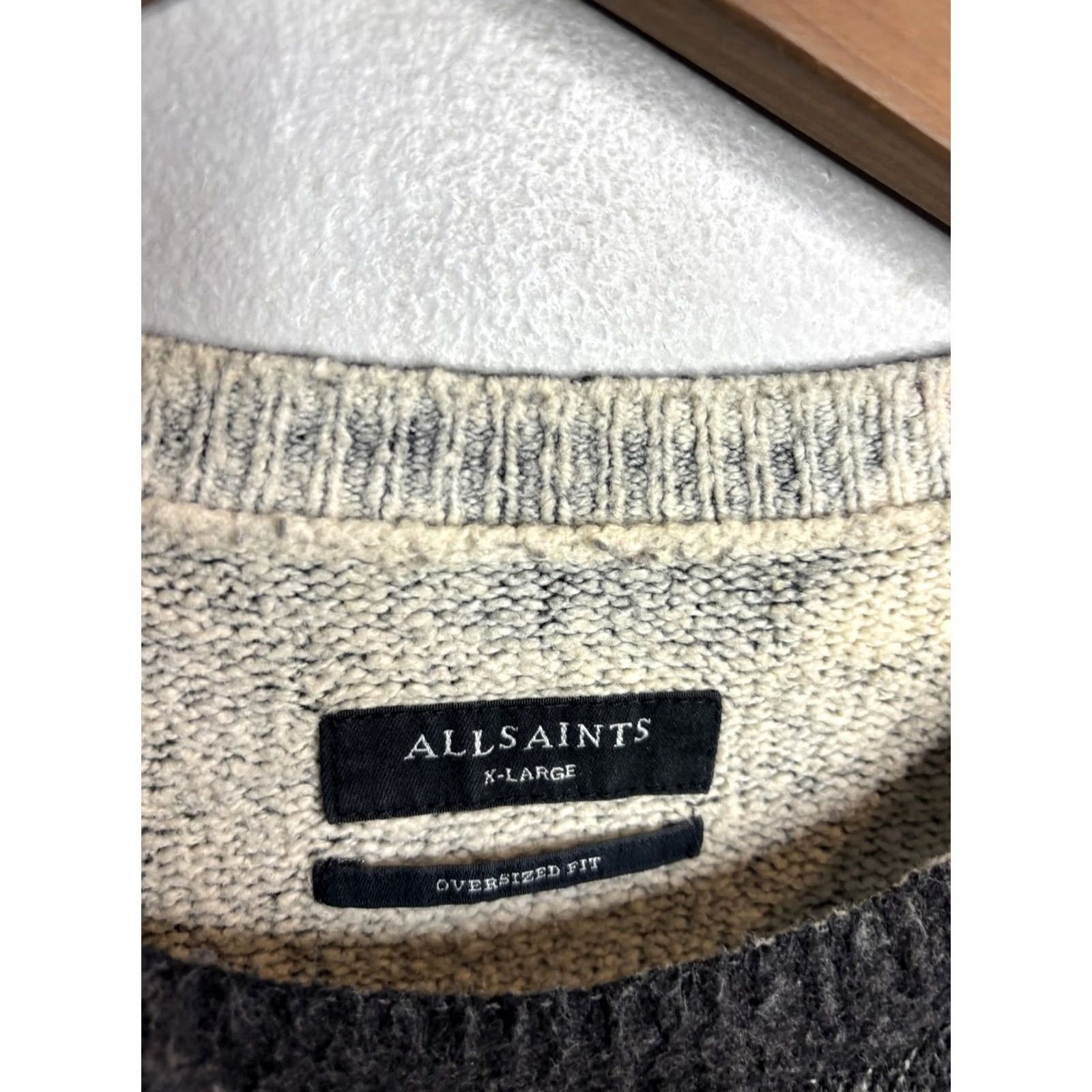 Allsaints AllSaints Sweater Womens XL Gray Plaid Oversized Crew Neck Knit Pullover Size XL / US 12-14 / IT 48-50 - 3 Thumbnail