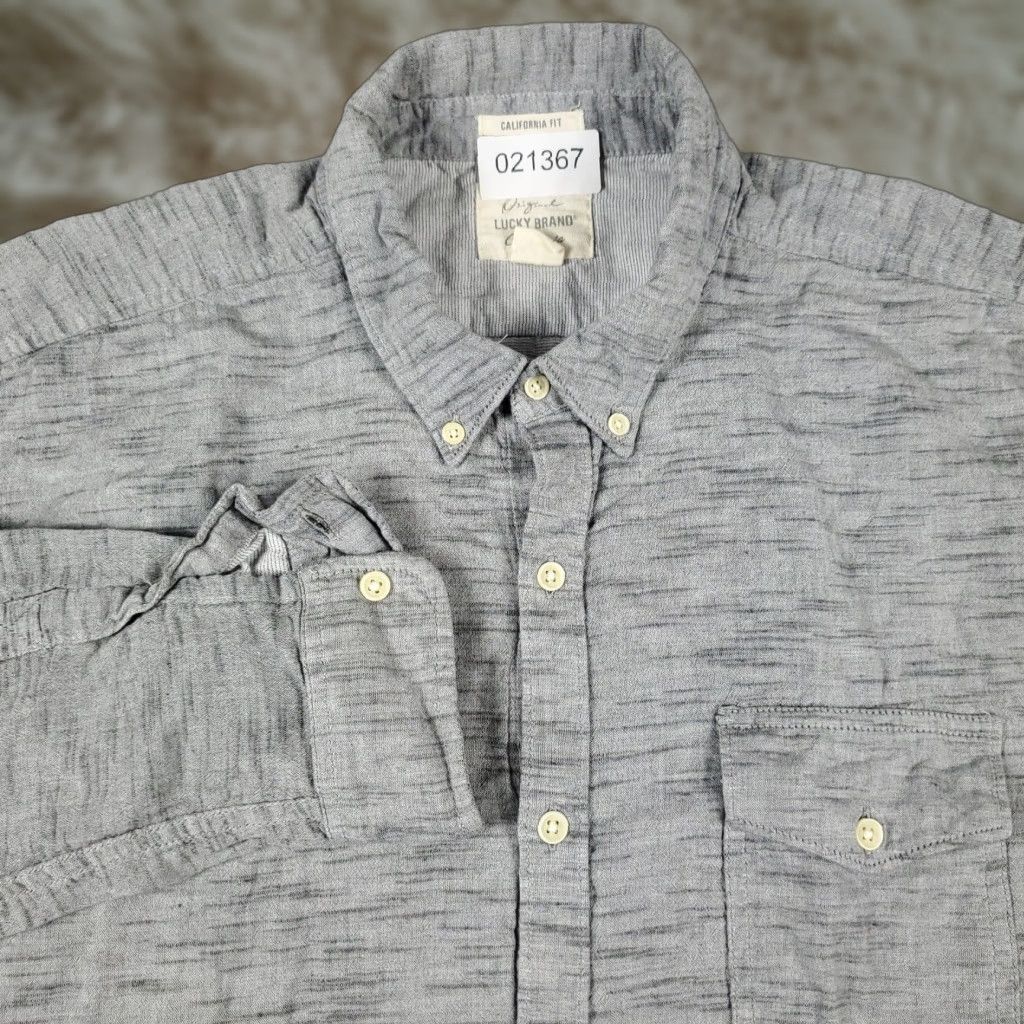 Lucky Brand Lucky Brand Shirt Mens 2XL Gray Outdoors Casual Button Up Long Sleeve Shirt for Men Size US XXL / EU 58 / 5 - 1 Thumbnail