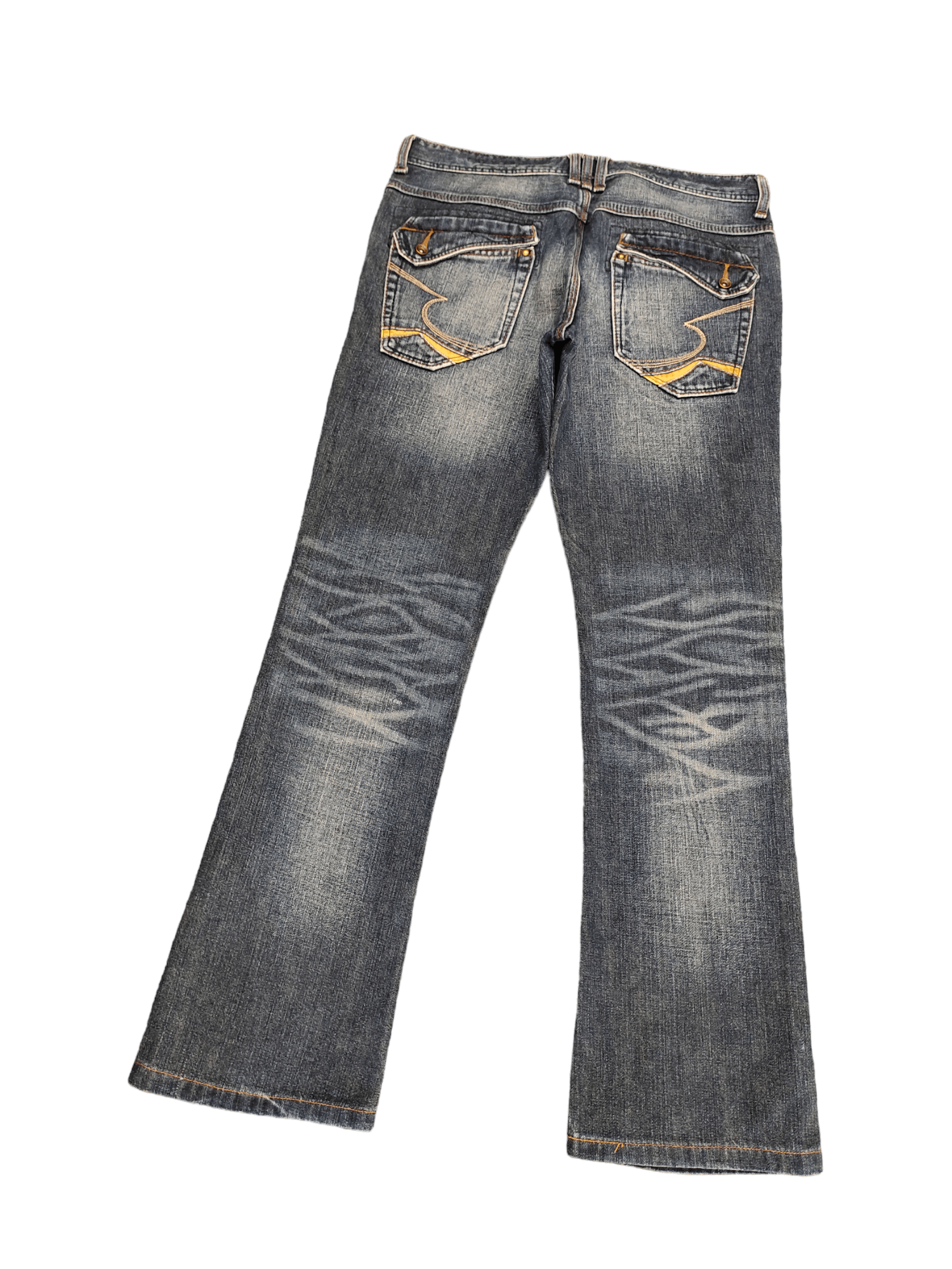 If Six Was Nine Flare Jeans Semantic Design Clawmark Faded Denim Bootcut Y2k Size US 32 / EU 48 - 12 Thumbnail