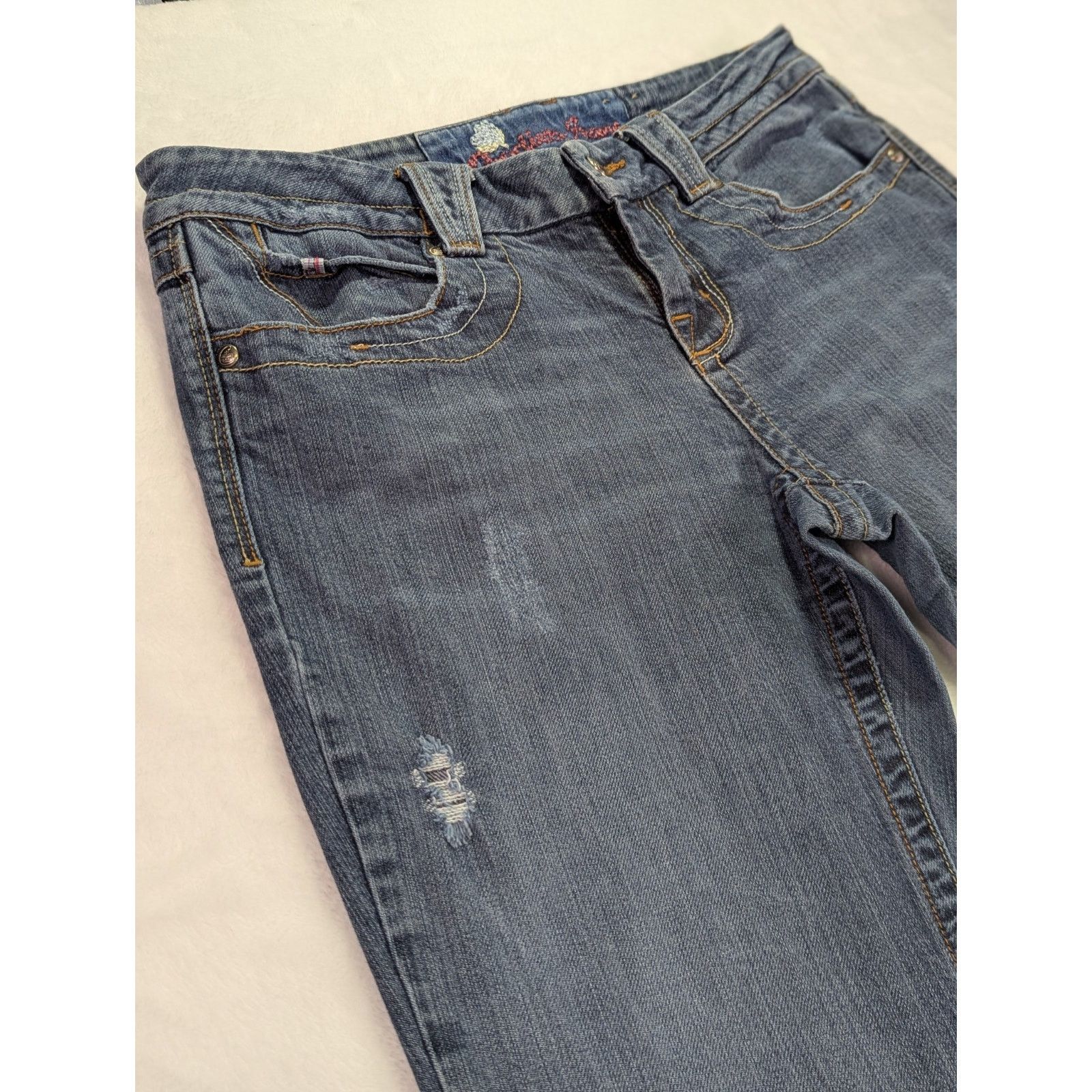 Other Vtg Candie's Y2K Embroidered Distressed Straight Jeans Sz 9 Size 33" - 6 Thumbnail