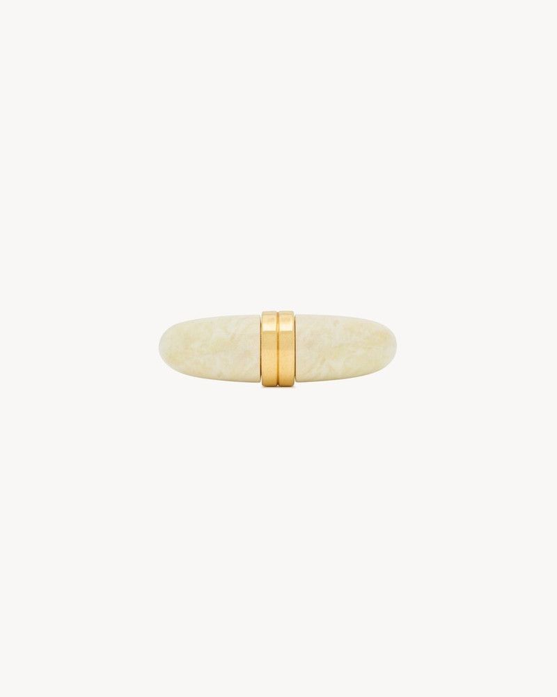 Saint Laurent Paris o1bcso1str0226 Size:S/Horn Cuff In Resin in White Size ONE SIZE - 4 Thumbnail