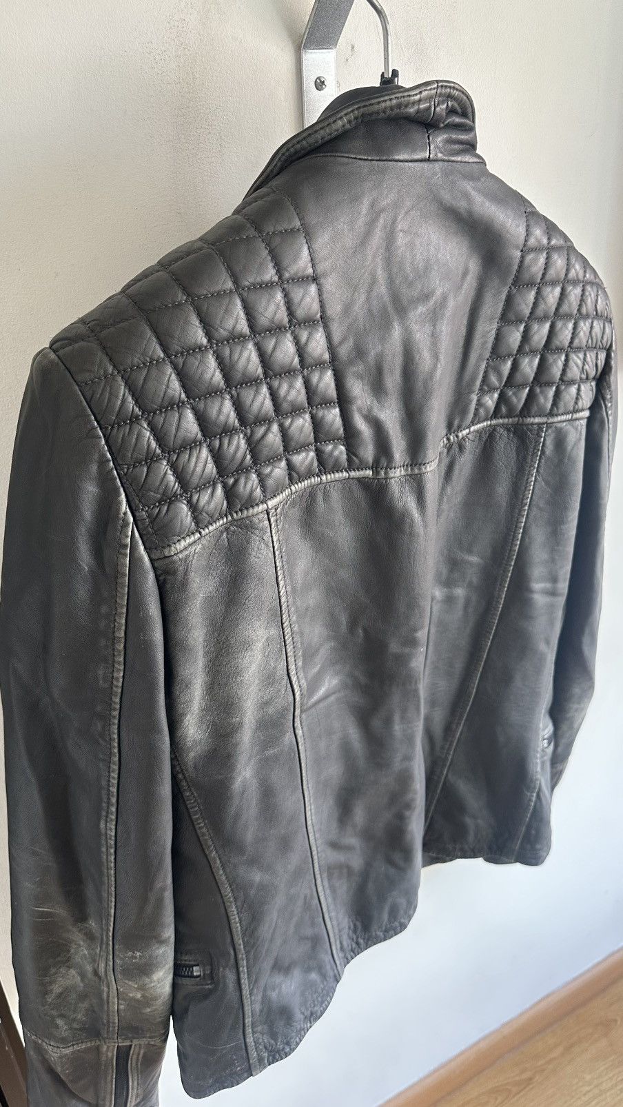 Allsaints All Saints Gray quilted Cargo biker moto leather Jacket XS Size US XS / EU 42 / 0 - 16 Thumbnail