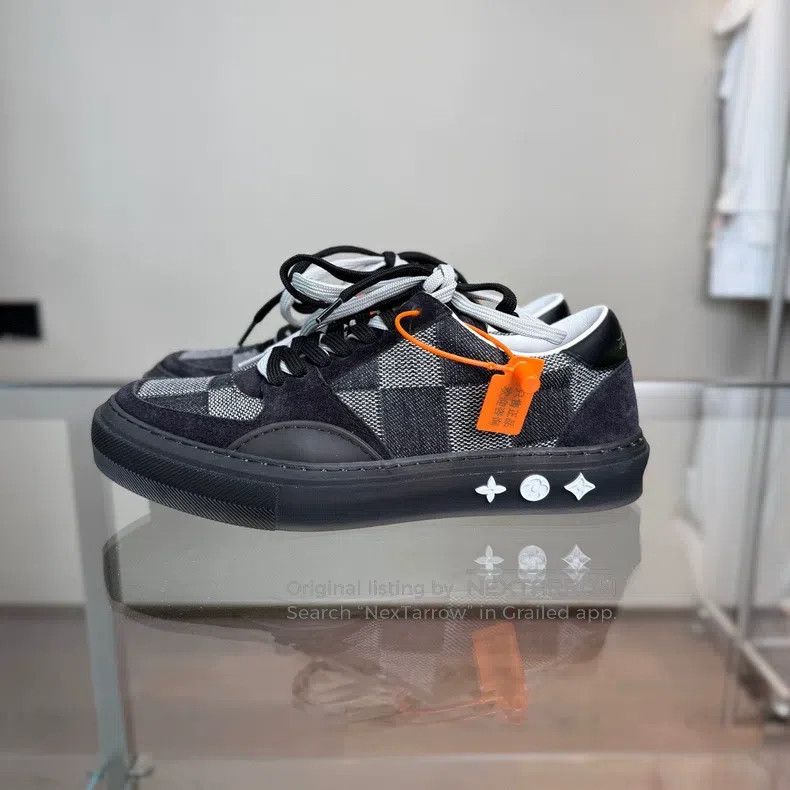 Louis Vuitton Louis Vuitton Ollie Black and Grey Checkerboard Shoes Size US 4 / IT 34 - 3 Thumbnail