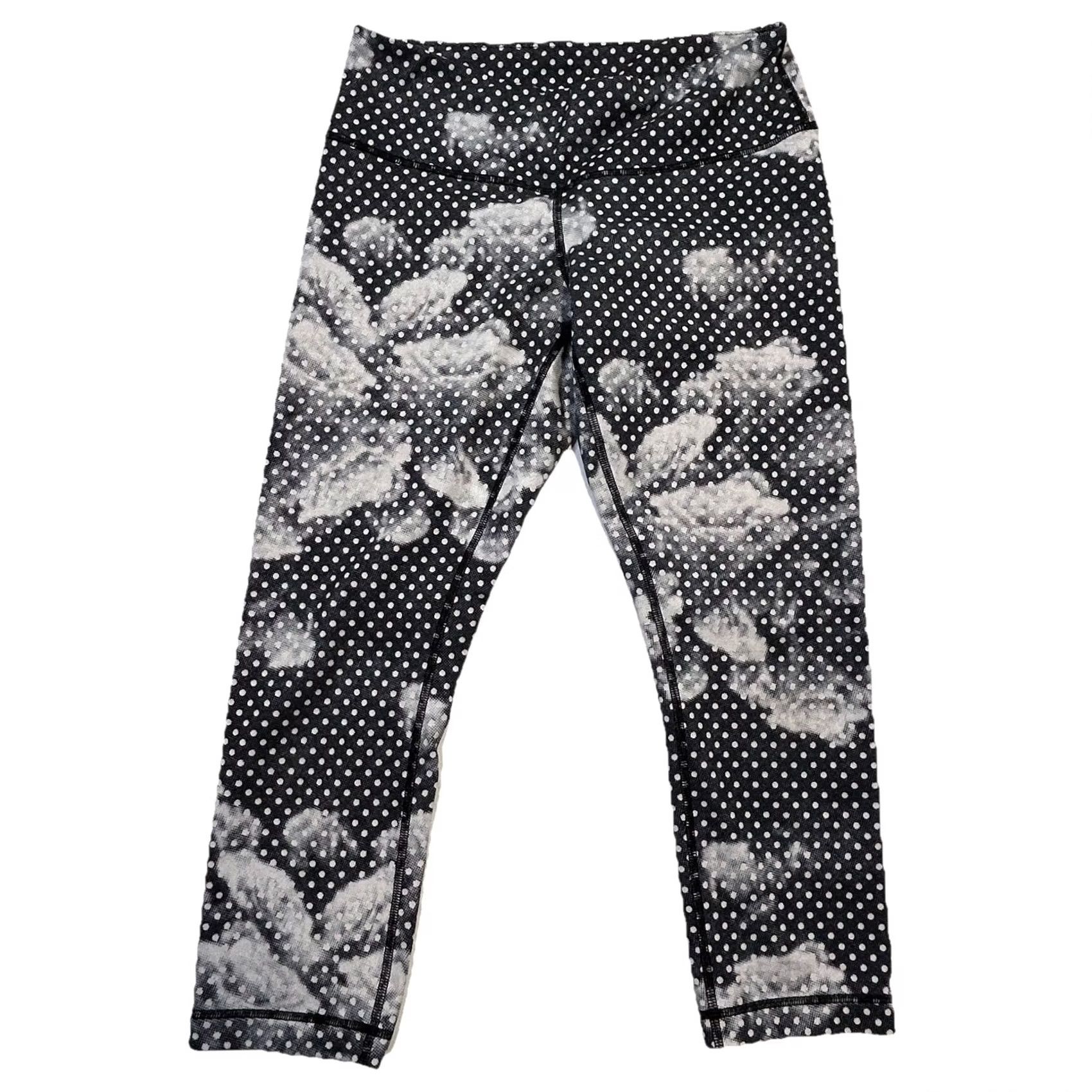 Lululemon Lululemon Wunder Under Crop II Luon Dottie Dream Rose Neutral Blush Black Size 8 Women's Leggings Size ONE SIZE - 6 Thumbnail