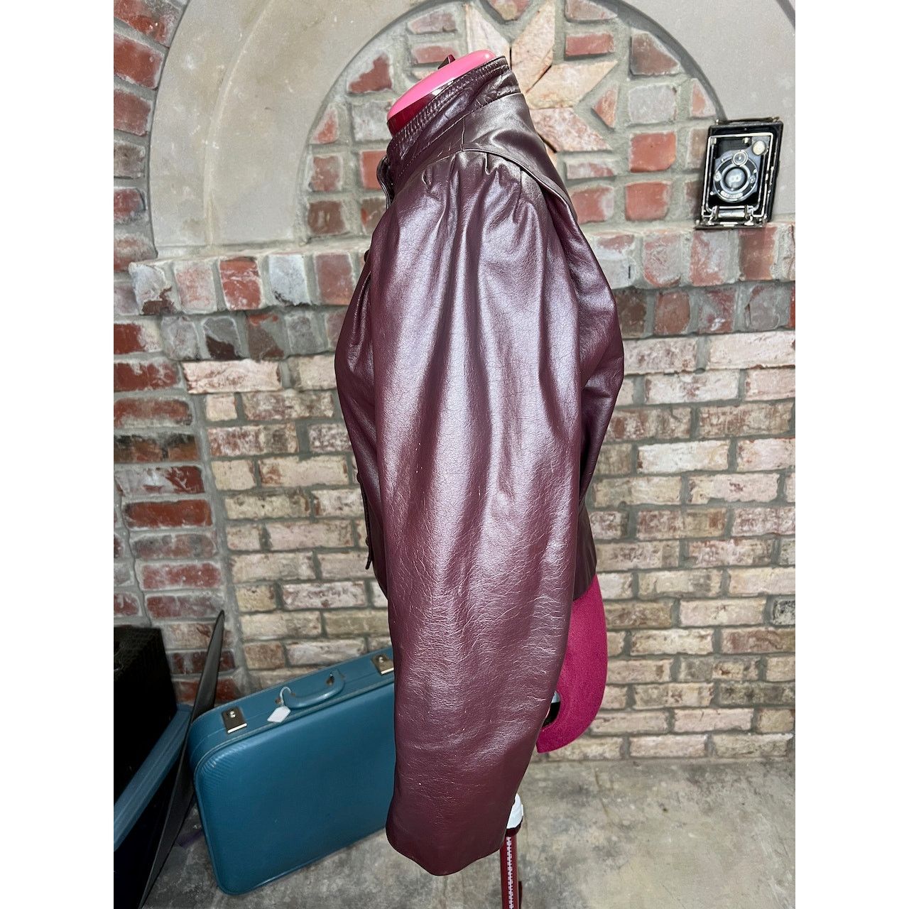 High Sierra leather Jacket OXBLOOD red burgundy wine cropped puff sleeve Size XL / US 12-14 / IT 48-50 - 7 Thumbnail