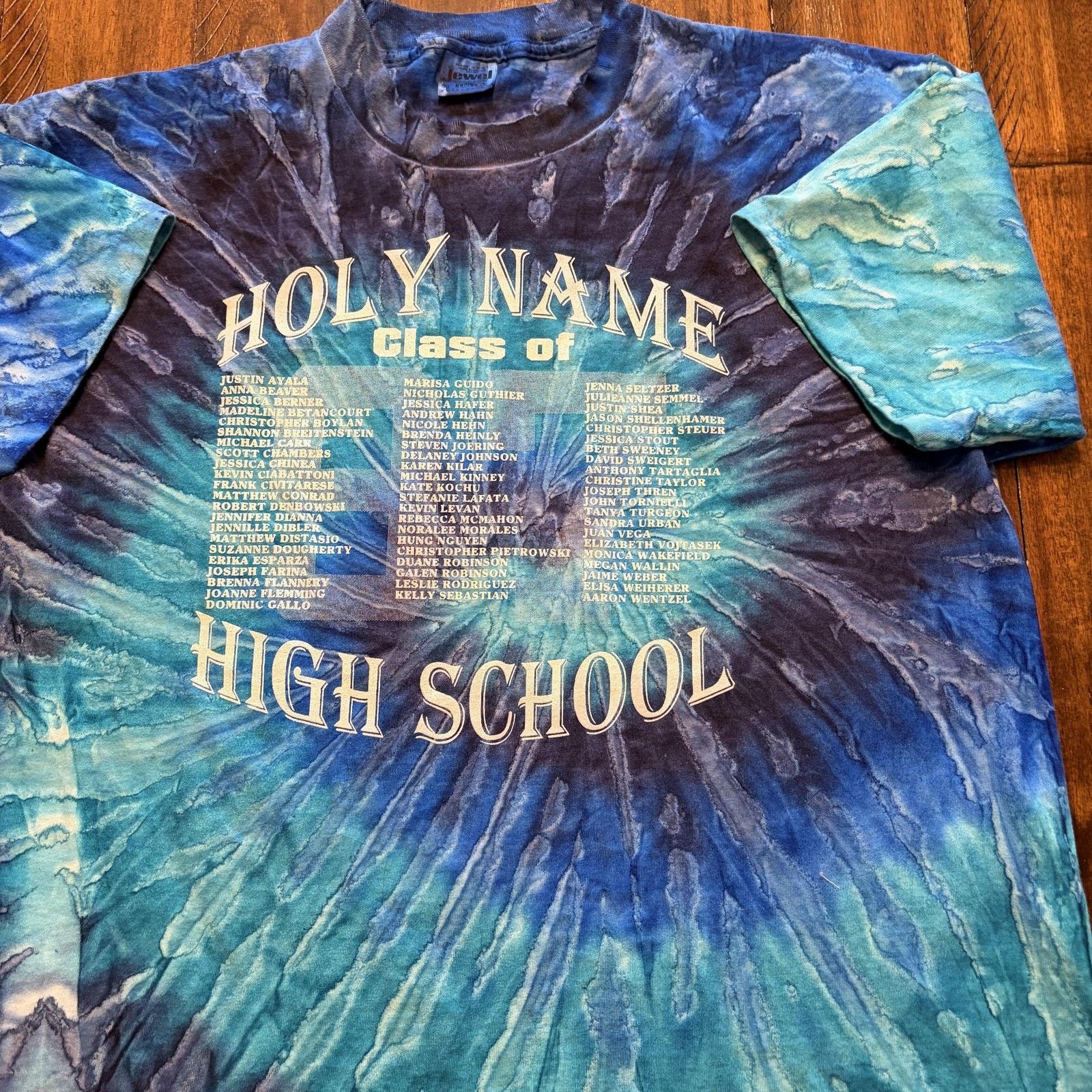 Vintage Vtg Holy Name High School Shirt Mens XL Blue Tie Dye T-Shirt Size US XL / EU 56 / 4 - 3 Thumbnail