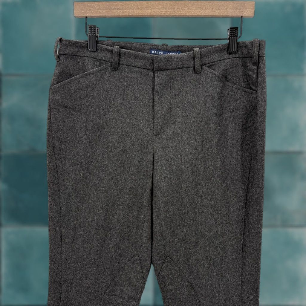 Ralph Lauren Ralph Lauren Wool Flannel Ankle Pants Womens 10 Gray Slim Tapered Button Hem NWT Size 32" / US 10 / IT 46 - 1 Thumbnail