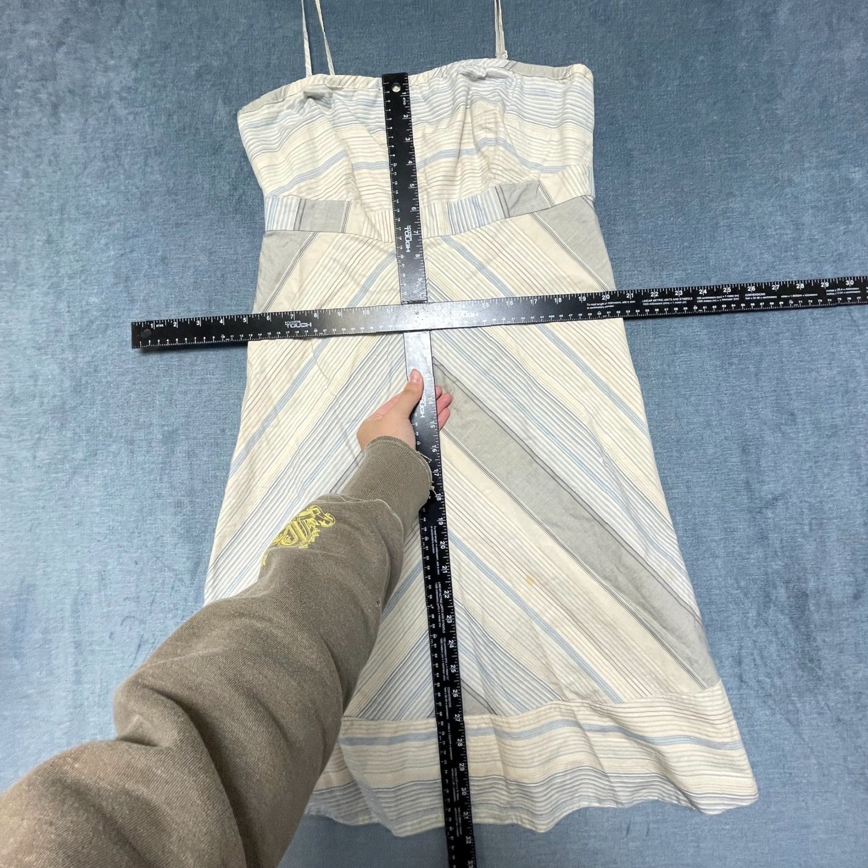 Gap Gap Midi A-Line Dress Womens 6 Beige Striped Cotton Summer Sleeveless Back Zip Dress Size M / US 6-8 / IT 42-44 - 7 Thumbnail