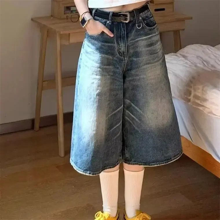 Japanese Brand Retro cat whisker wide leg denim shorts Size US 32 / EU 48 - 3 Thumbnail