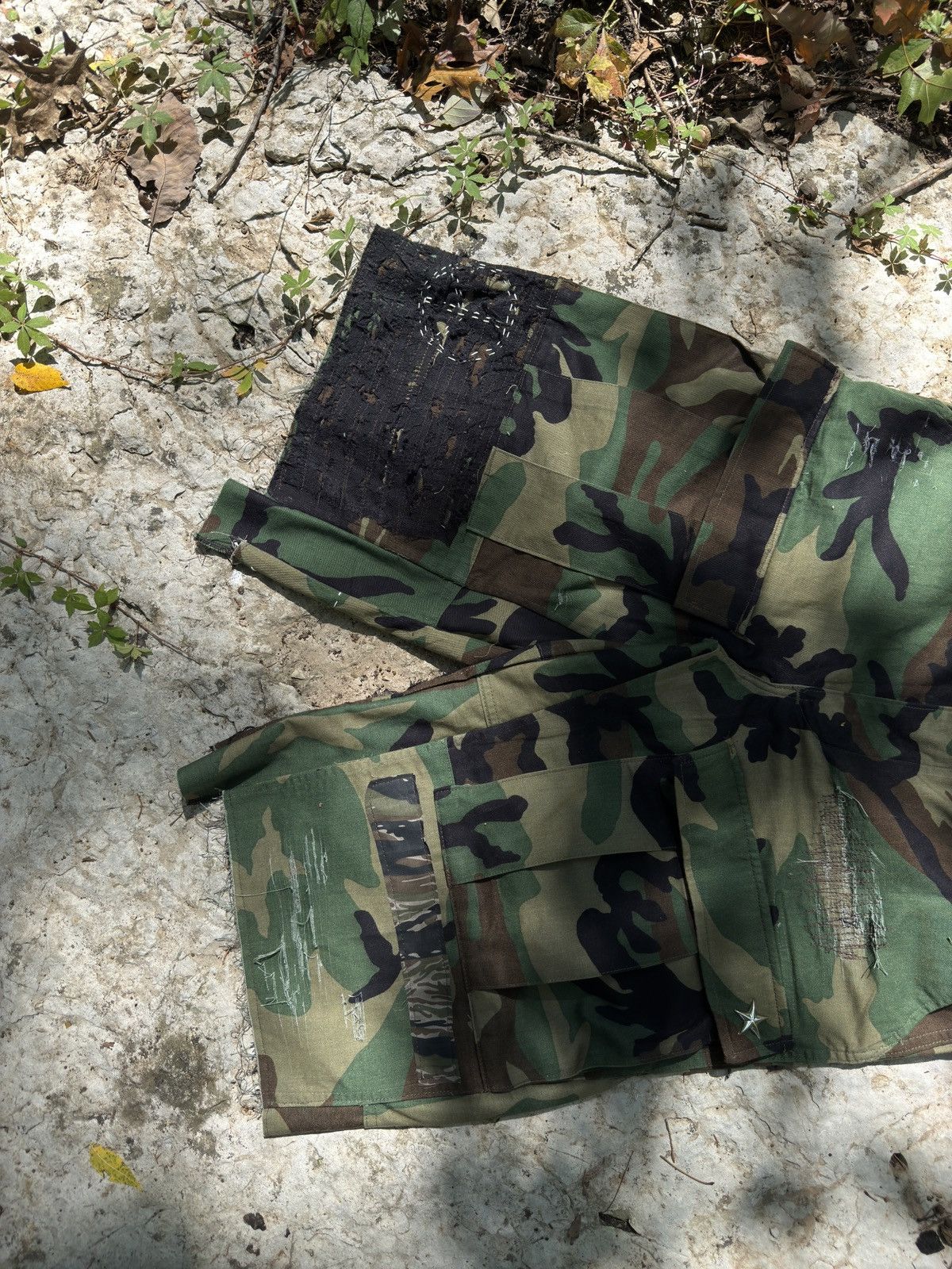 Other Reworked Military Shorts - Boro/Sashiko Detail Size US 32 / EU 48 - 3 Thumbnail