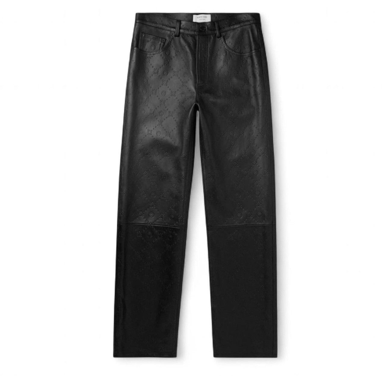 Marine Serre Marine Serre Black Straight-Leg Leather Trousers – Size L Size US 36 / EU 52 - 1 Thumbnail