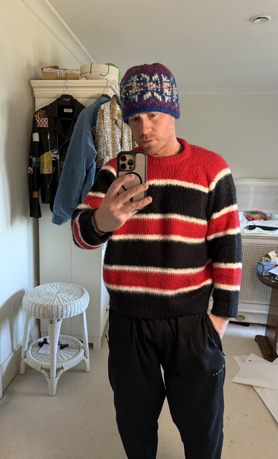 Celine $1.35k 🤑 FW24 Celine striped sweater Hedi Slimane sample Size US L / EU 52-54 / 3 - 9 Thumbnail