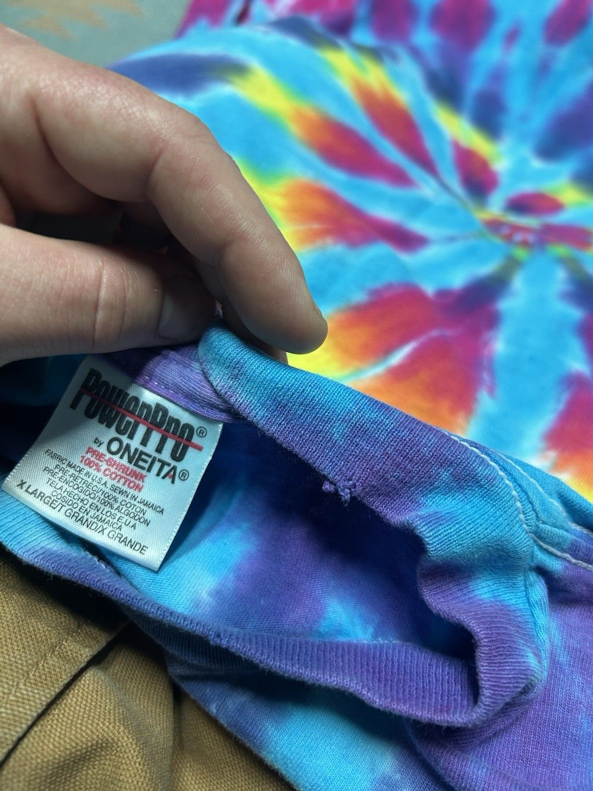 Vintage Vtg 90s tie dye t shirt hippie Oneita single stitch cotto XL Size US XL / EU 56 / 4 - 7 Thumbnail