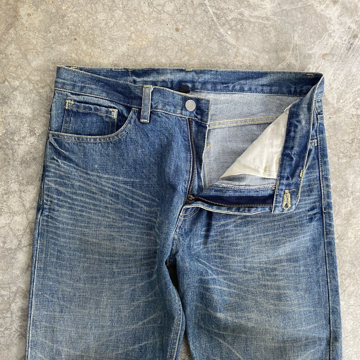 Lad Musician 2000’s Lad Musician Whisker Washed Straight Leg Denim Jeans Size US 33 - 9 Thumbnail