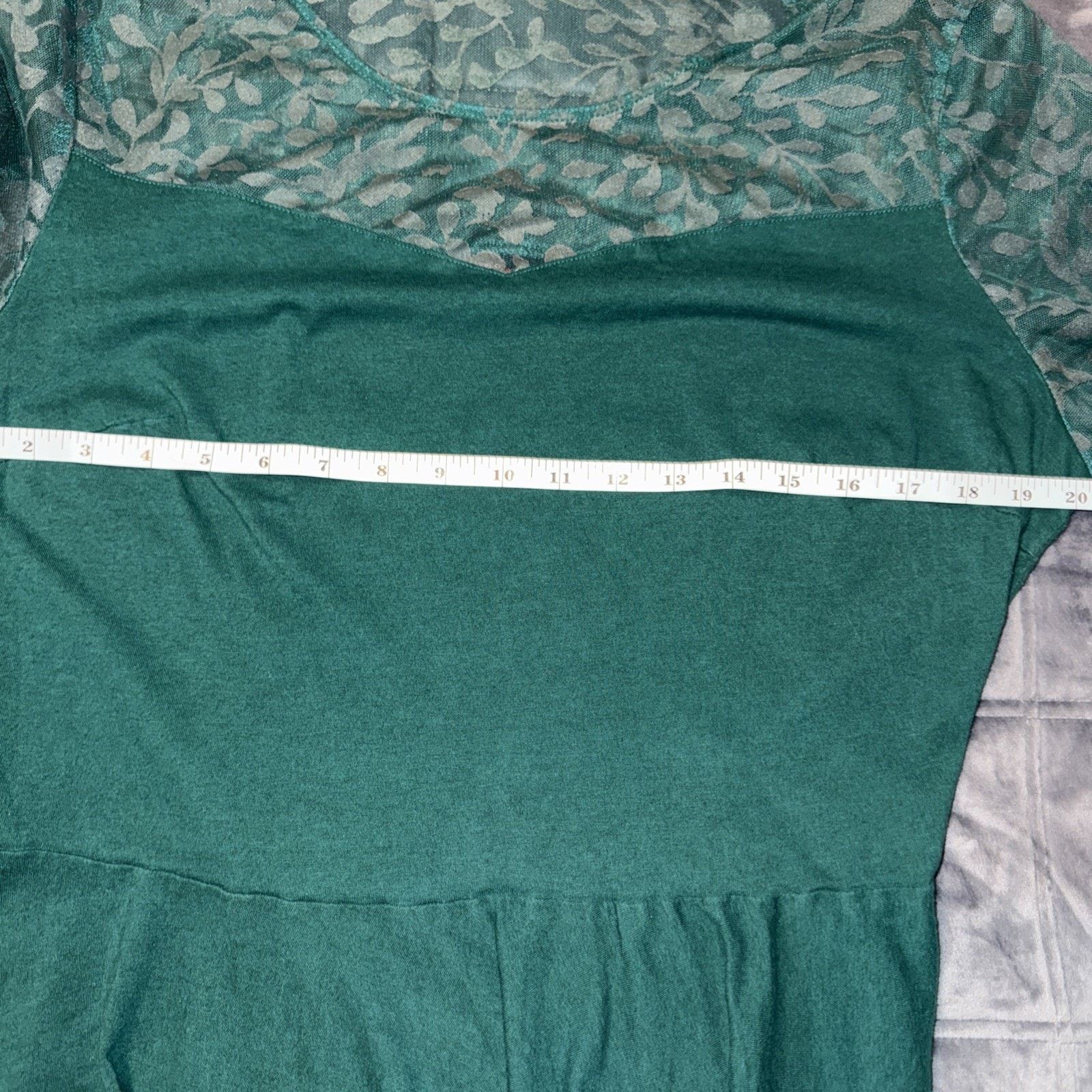 Denim & Co. Green Sheer Top Sz Large Peplum Holiday Sweetheart Bodice Size L / US 10 / IT 46 - 5 Thumbnail
