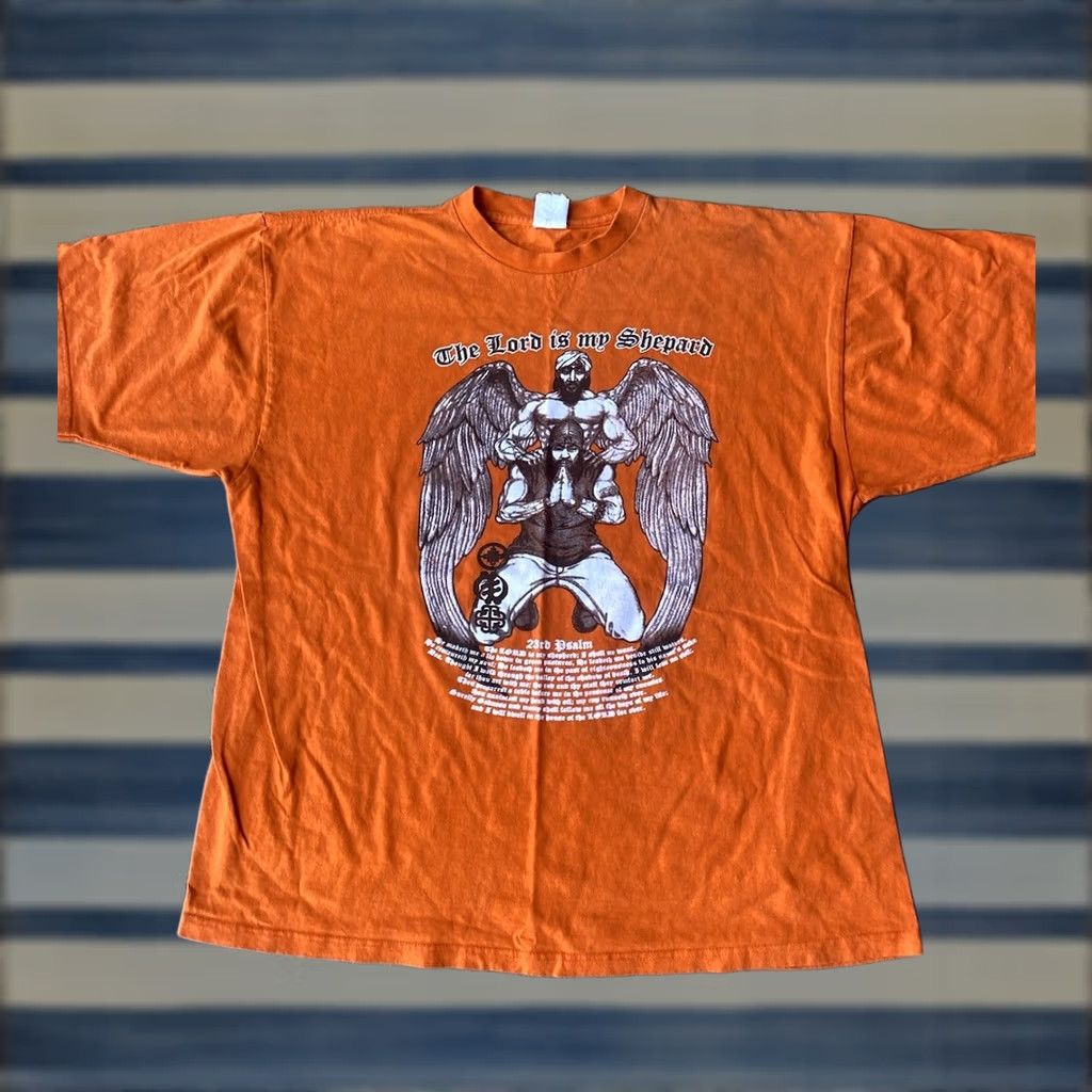 Vintage VINTAGE The Lord is My Shepherd Christian Jesus T-Shirt XL Orange Cotton Crew Neck Short Sleeve Grunge 90s Mens Turkey USA Size US XL / EU 56 / 4 - 1 Thumbnail