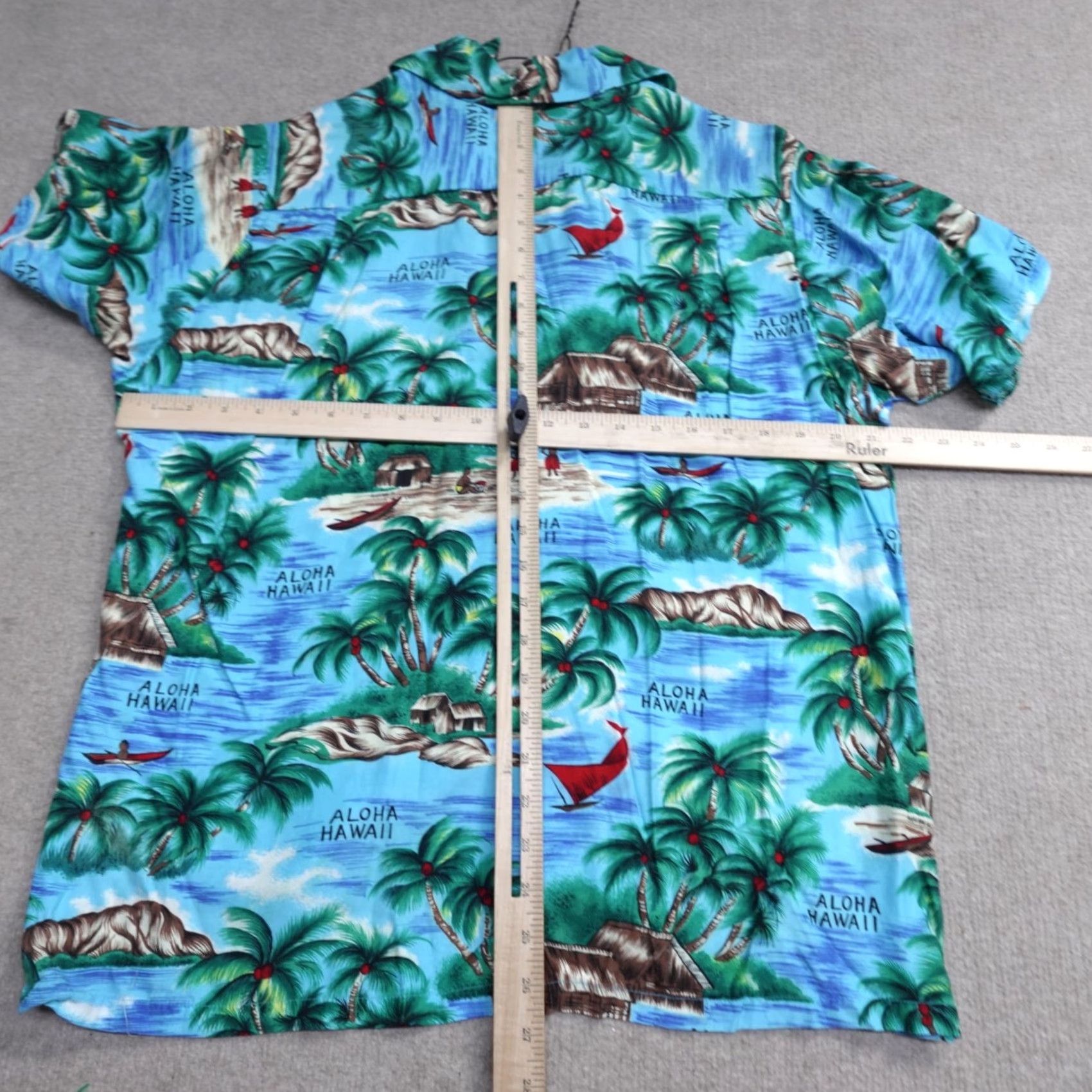 Vintage VINTAGE American Vintage Hawaiian Shirt Mens Button-Up Short Sleeve Blue Floral 70s Medium Rainbow Hawaii Aloha Size US M / EU 48-50 / 2 - 4 Thumbnail