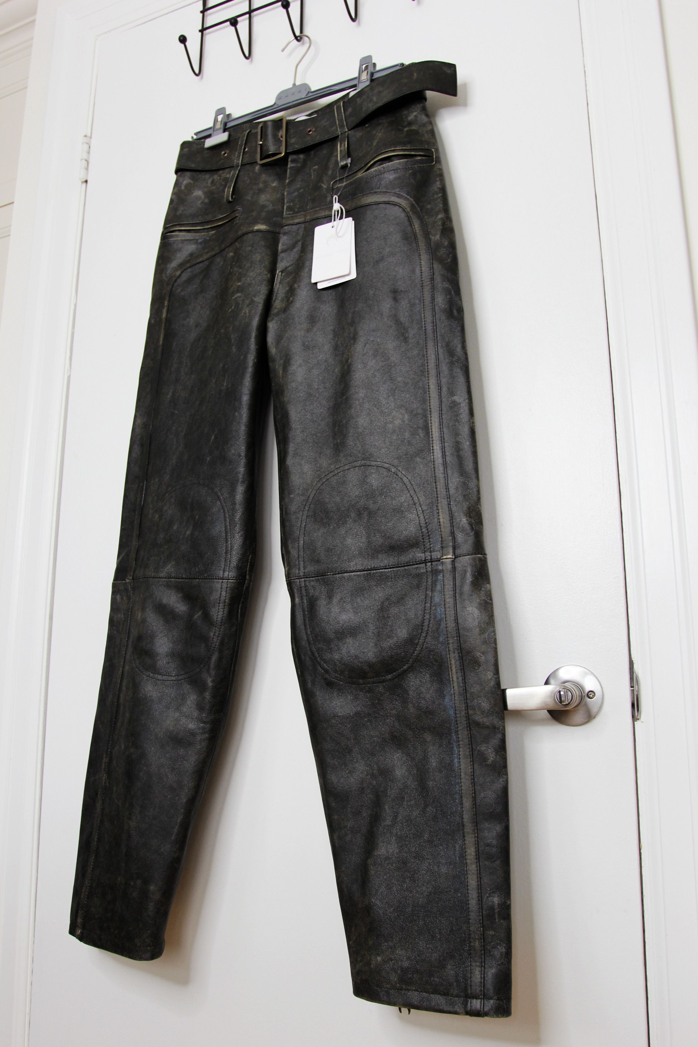 Marine Serre BNWT AW25 MARINE SERRE VINTAGE MOON LEATHER BELTED PANTS 46 Size US 30 / EU 46 - 5 Thumbnail