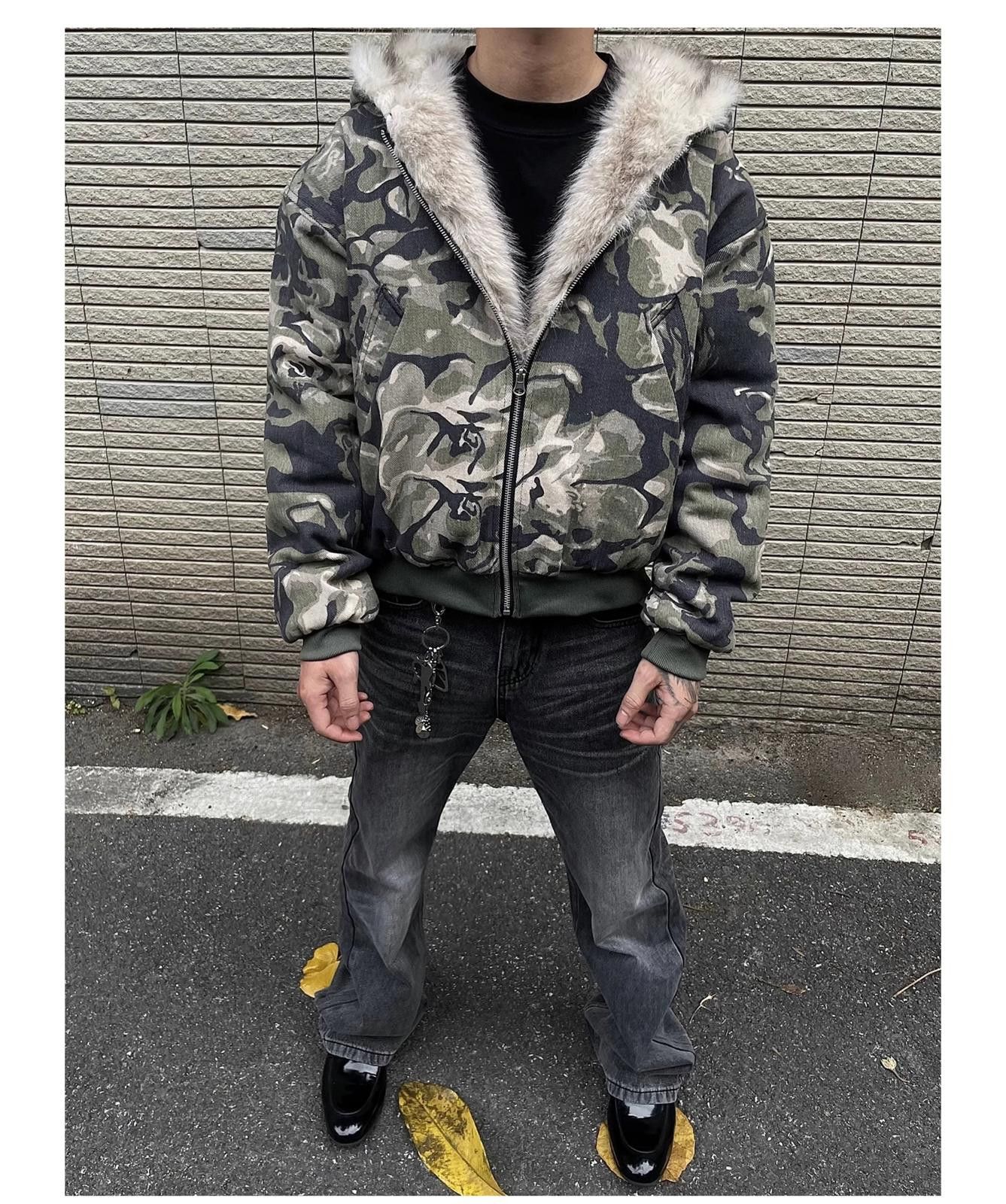 Japanese Brand Camouflage Faux Fur Lined Hooded Jacket, Men's Outerwear Size US L / EU 52-54 / 3 - 2 Thumbnail
