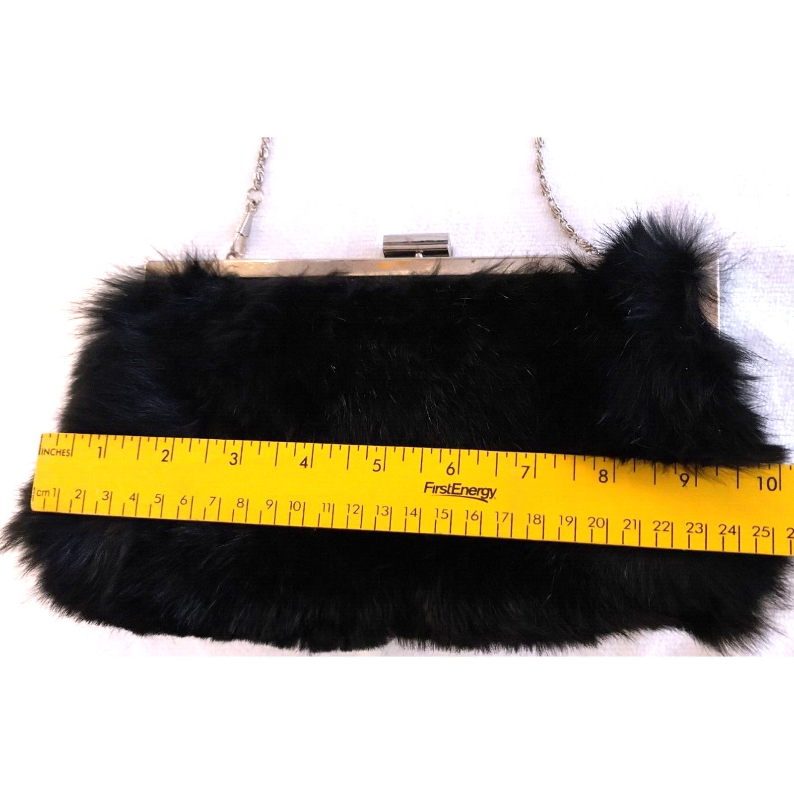 Other Black Faux Fur Shoulder Purse Formal Chain/Extra 13" Strap Size ONE SIZE - 5 Thumbnail