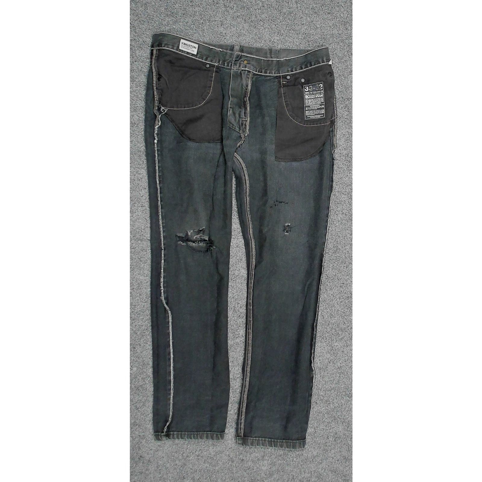 Express Express Faded Black Wash Distressed Denim Jeans 36x30 Size US 36 / EU 52 - 5 Thumbnail