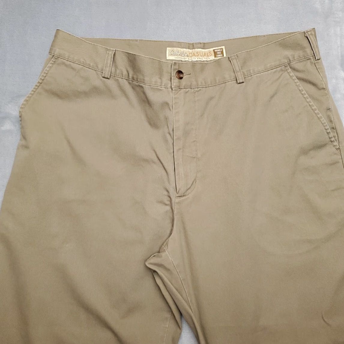 Vintage VINTAGE Cabela's Pants Mens 38x32 Khaki Twill Wrinkle Free Chino Outdoor Hike Fish Casual Pants Mens Beige Cotton Twill Pockets Zip Front Size US 38 / EU 54 - 3 Thumbnail